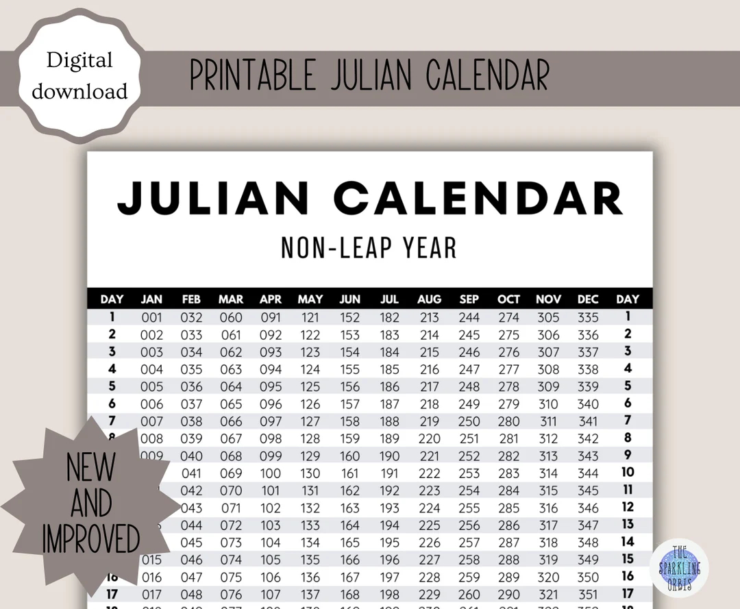 Julian Calendar 2025 Printable