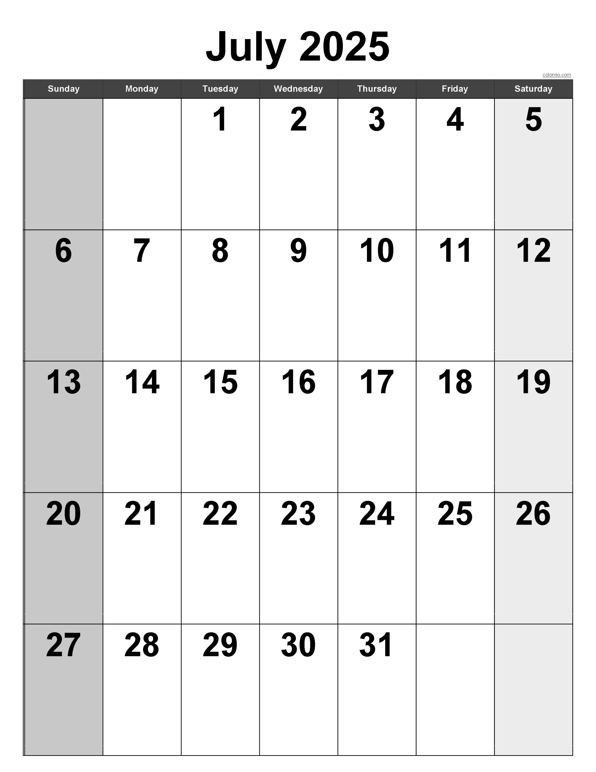 July 2025 Calendar Free Printable PDF XLS And PNG July 2025 Calendar Free Printable PDF XLS And PNG