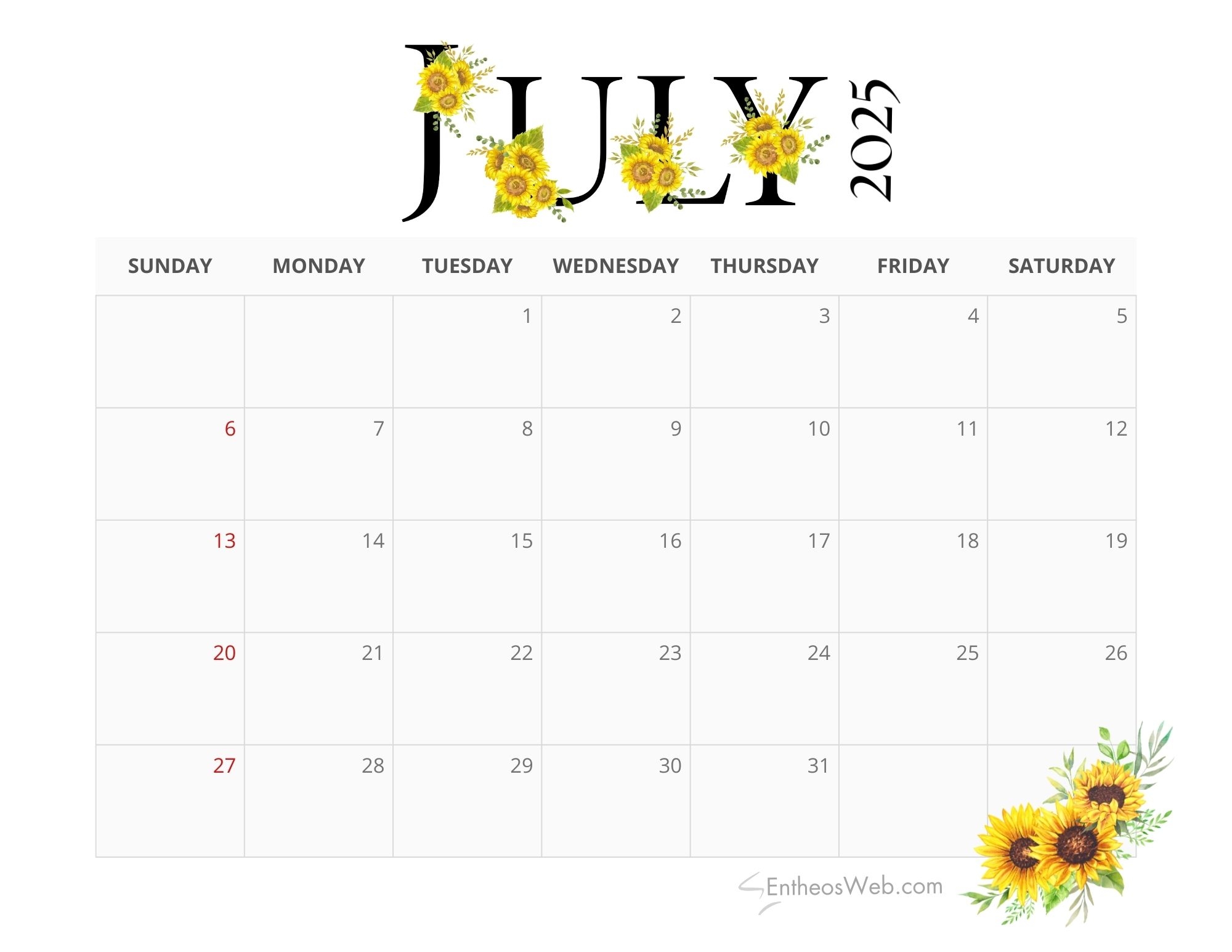 July 2025 Calendar Printables EntheosWeb July 2025 Calendar Printables EntheosWeb