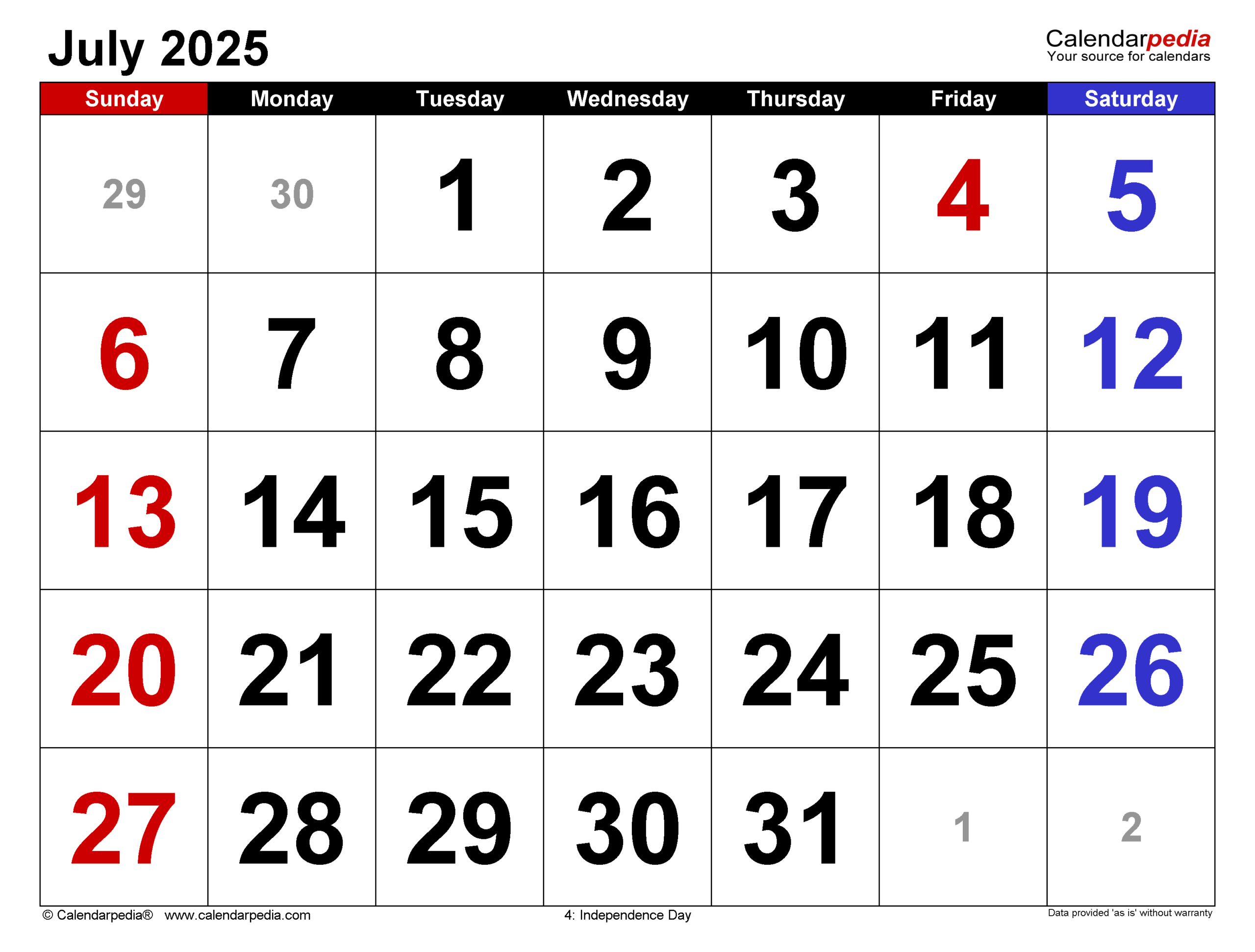 Month Of July 2025 Printable Calendar Month Of July 2025 Printable Calendar