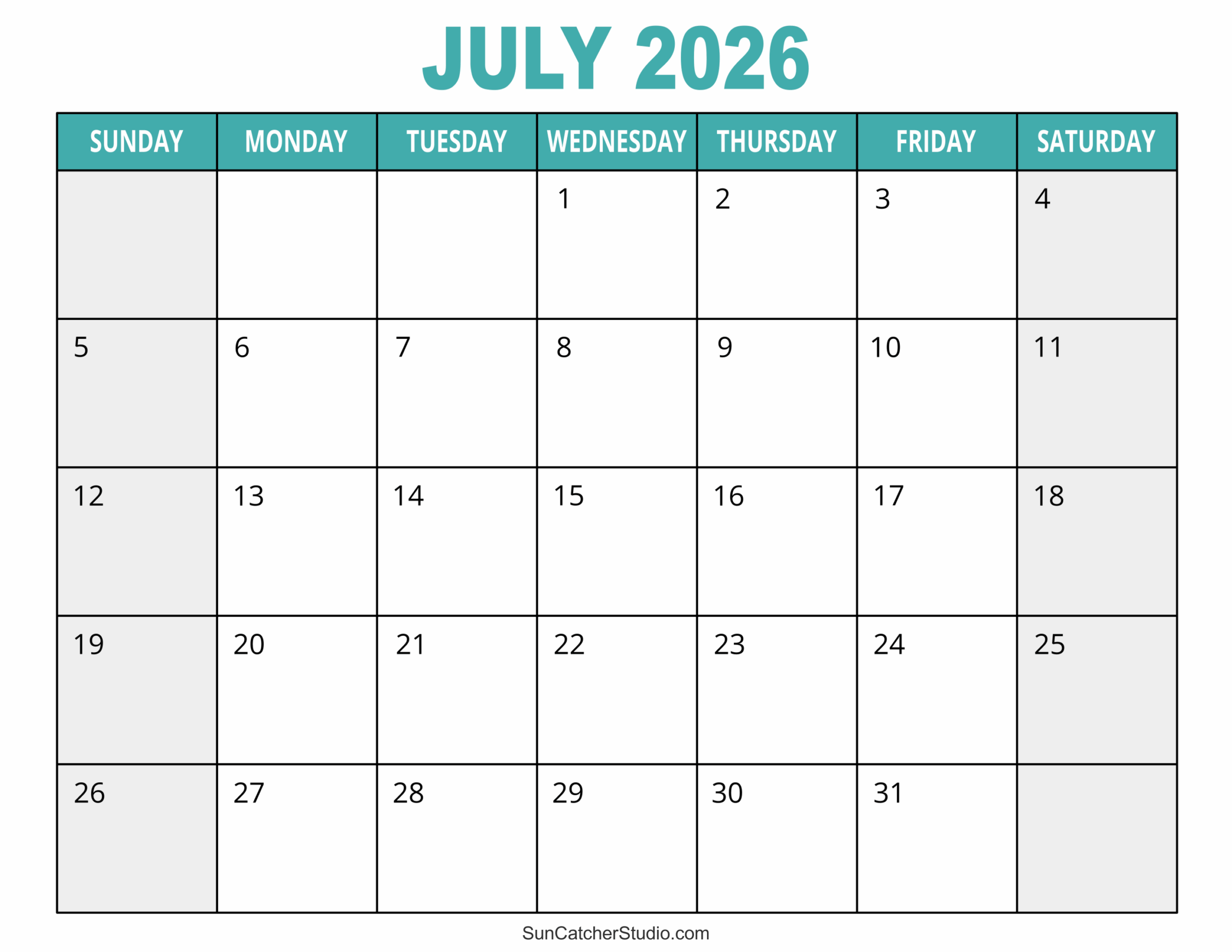 July 2026 Calendar Free Printable Free Printables Monograms Design Tools Patterns DIY Projects