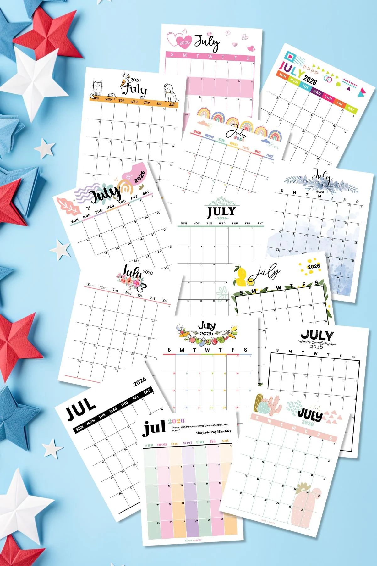 July 2026 Calendar Templates 14 Free Printables Savor Savvy