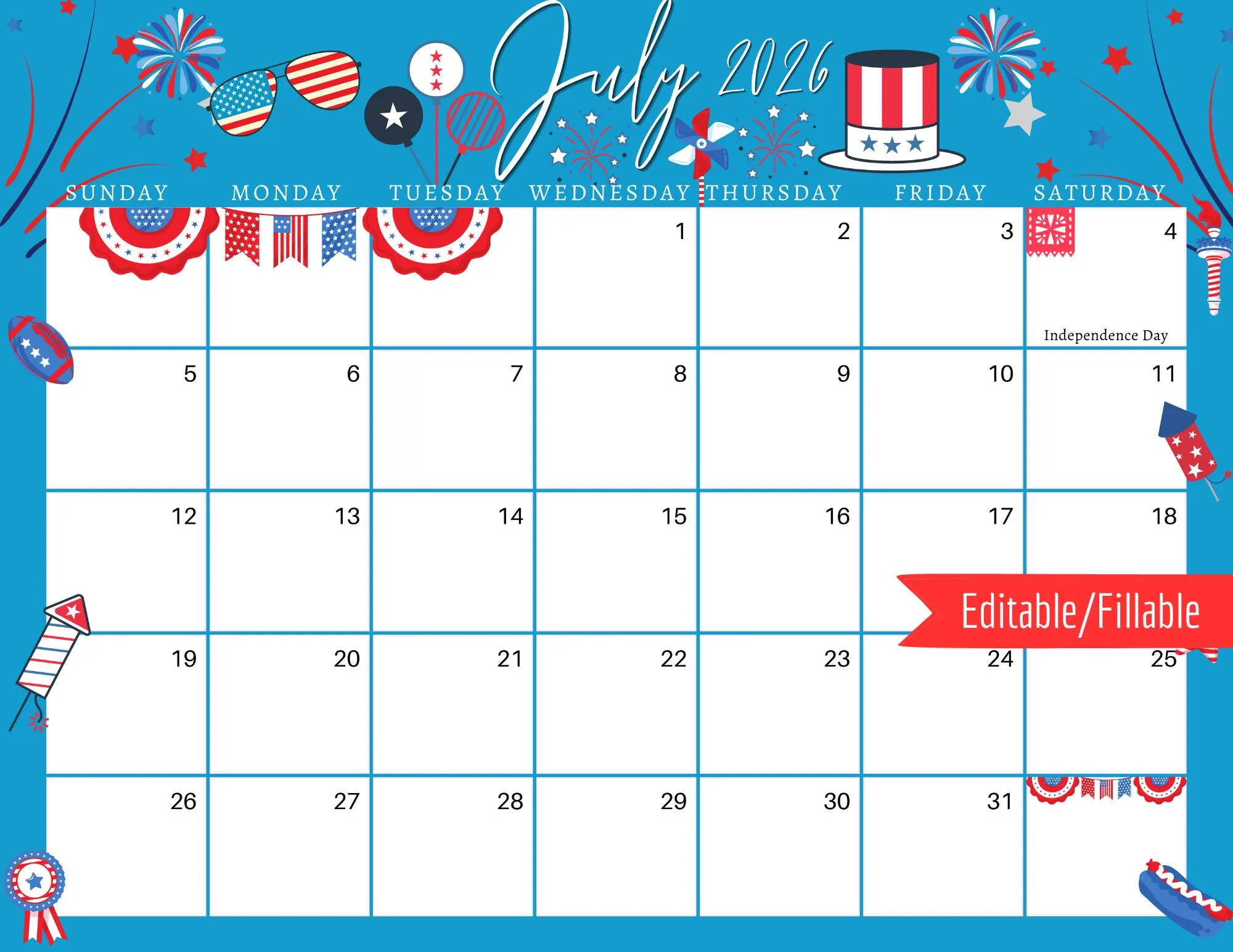 July 2026 Digital Calendar Blue 4th Of July Planner Editable Fillable Printable Calendar For Planning PDF PNG And JPG Download Etsy July 2026 Digital Calendar Blue 4th Of July Planner Editable Fillable Printable Calendar For Planning PDF PNG And JPG Download Etsy