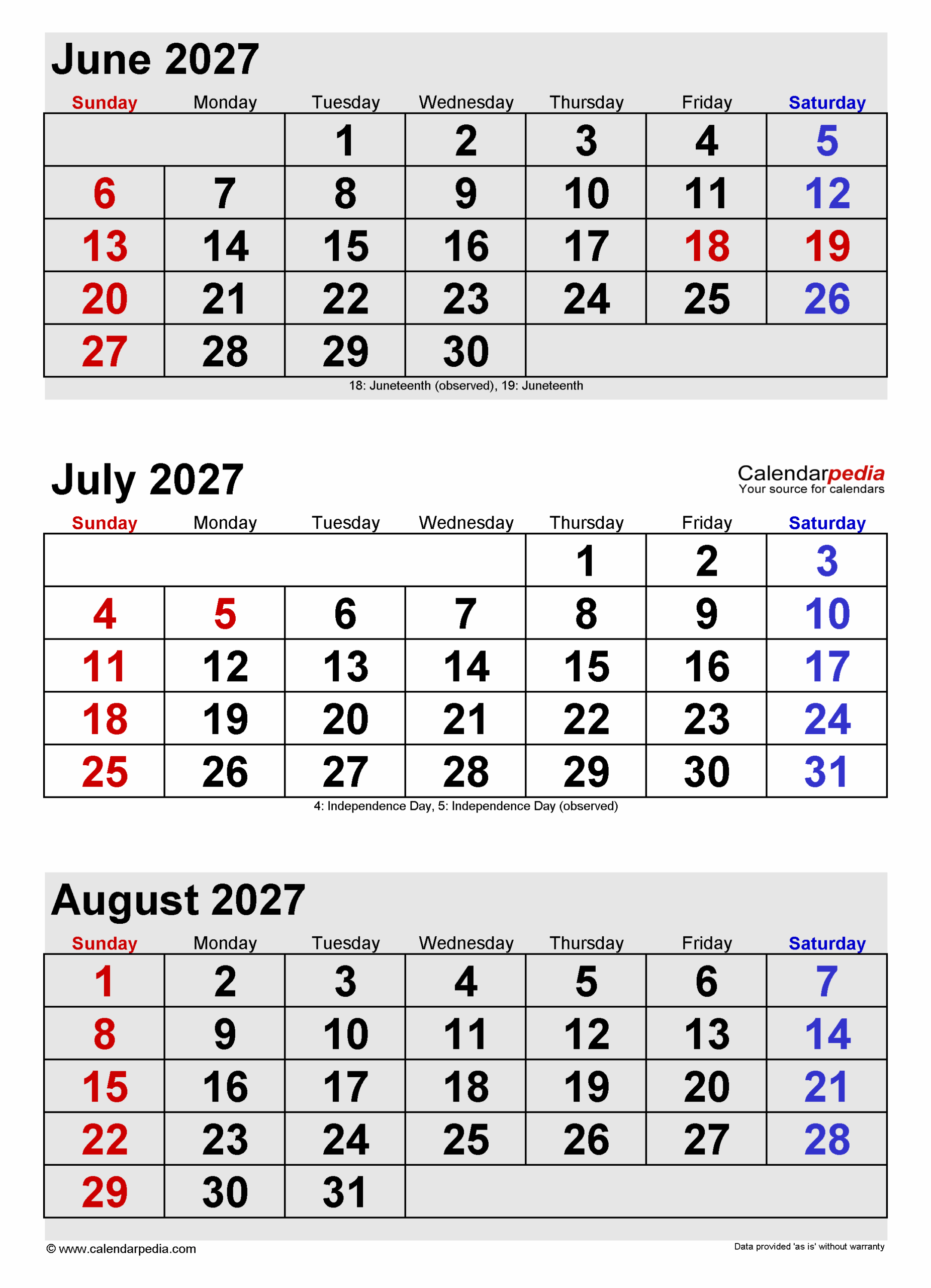 July 2027 Calendar Templates For PDF Excel And Word