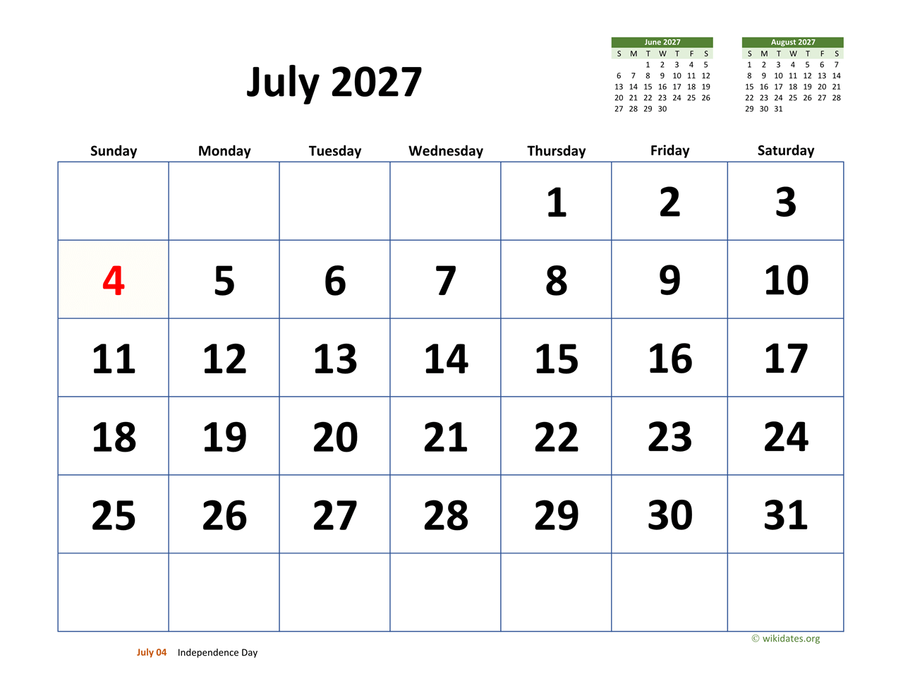 Free Printable June July August 2027 Calendar Free Printable June July August 2027 Calendar