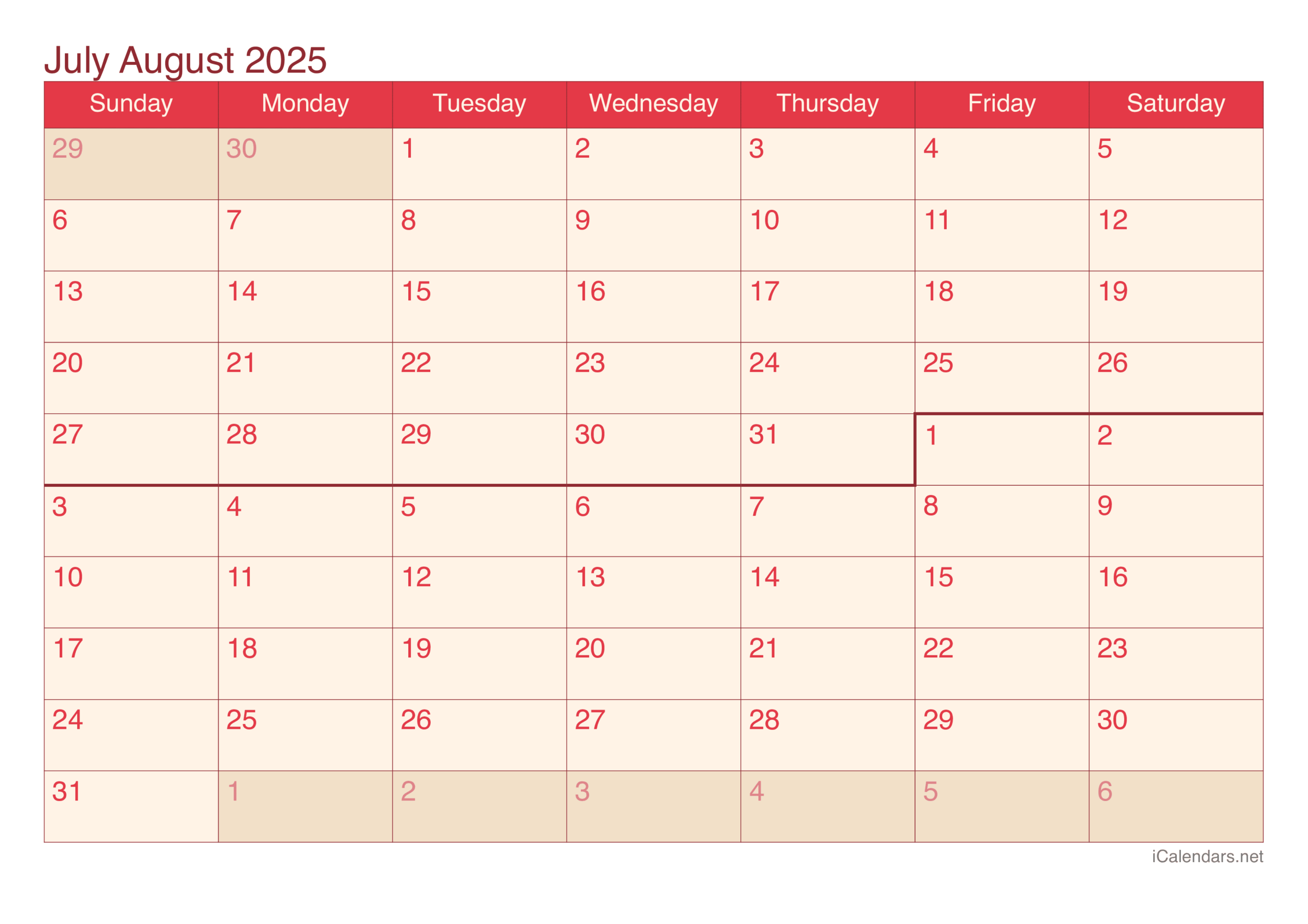 Printable Summer Calendar 2025 Spreadsheet Free Printable