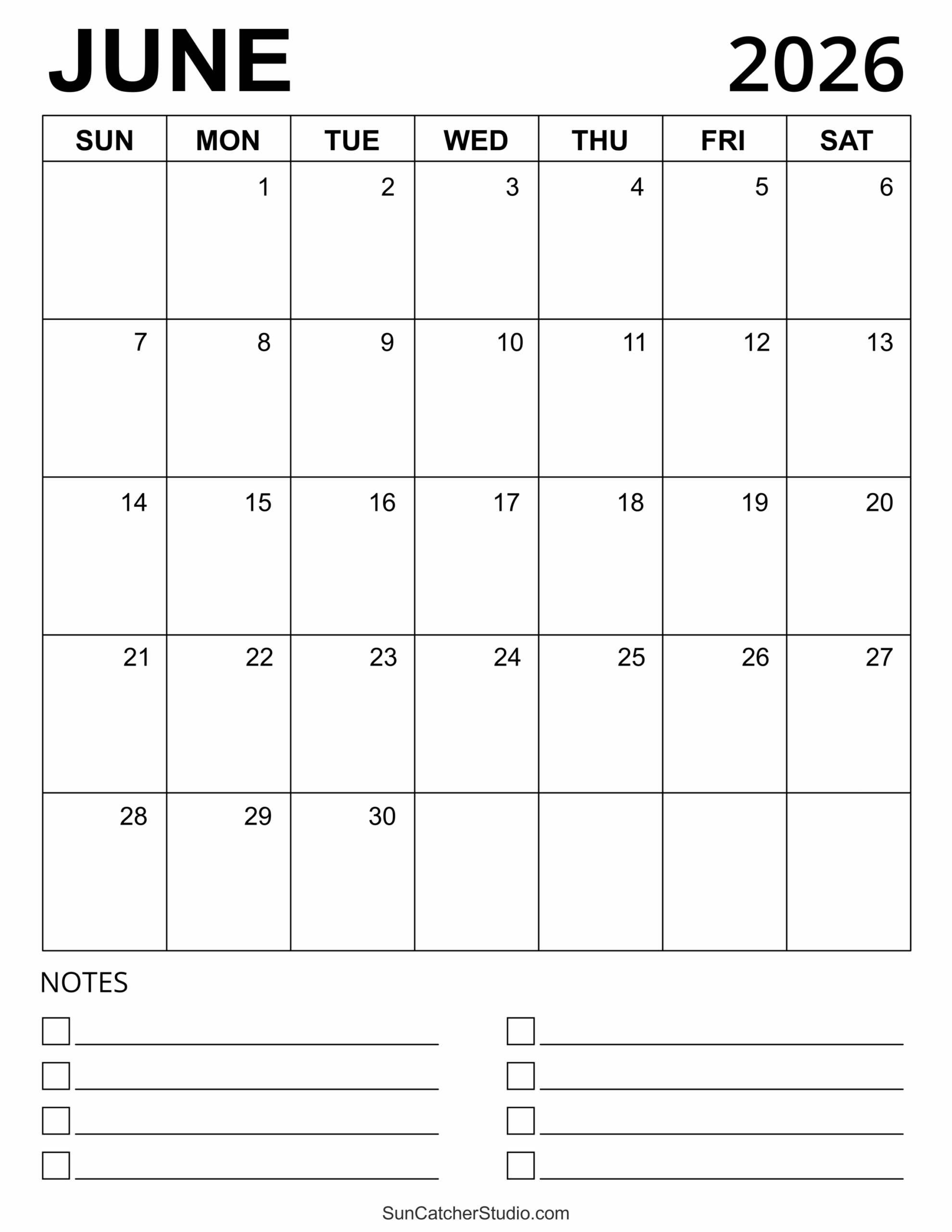 June 2026 Calendar Free Printable Free Printables Monograms Design Tools Patterns DIY Projects
