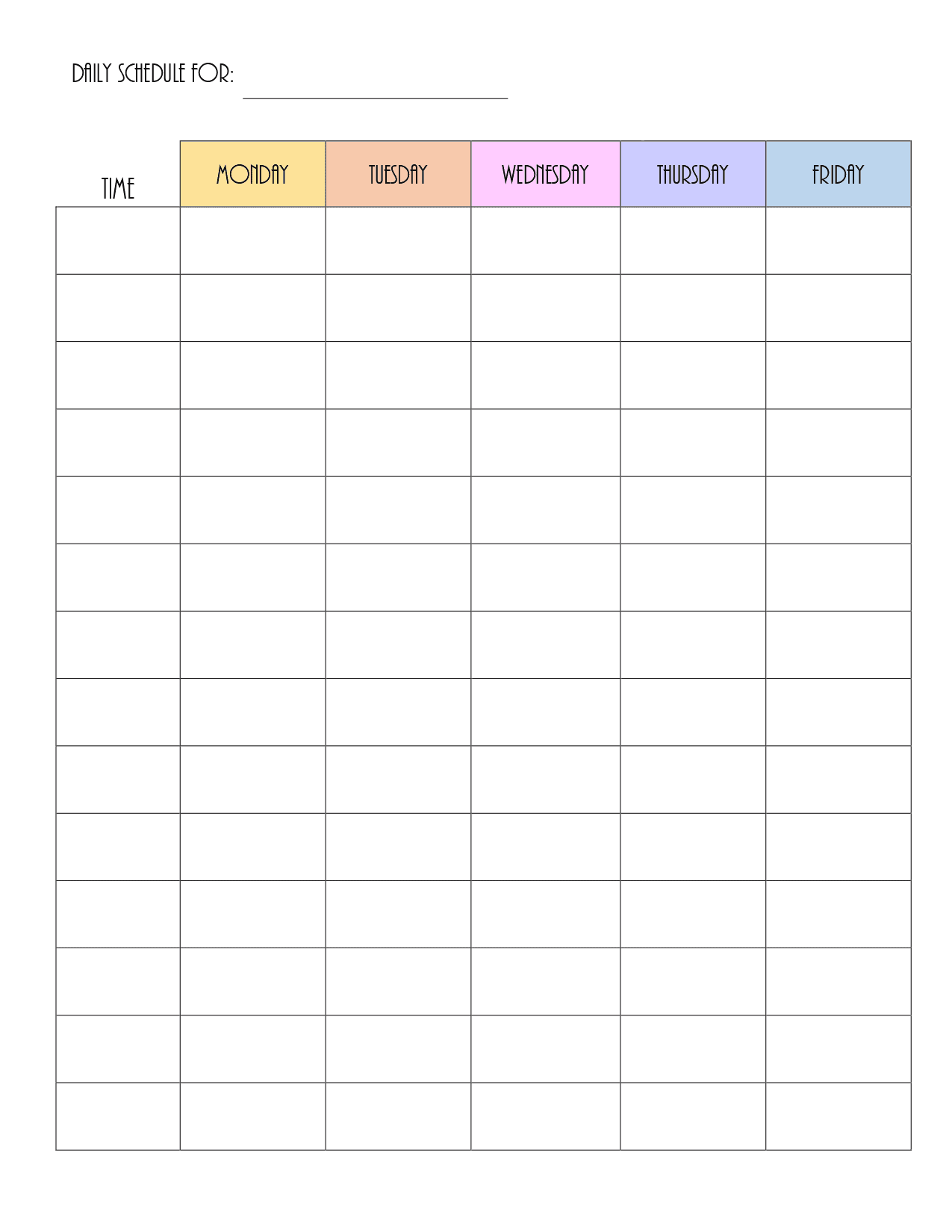 Blank Printable 5 Day Monthly Calendar Blank Printable 5 Day Monthly Calendar