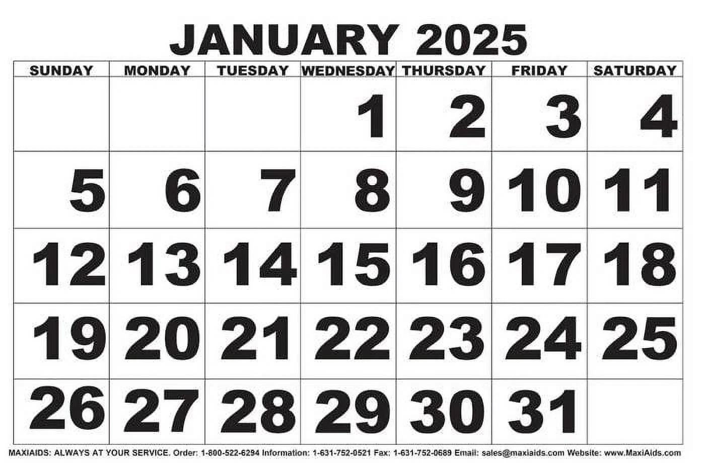 Large Print 2025 Printable Calendar