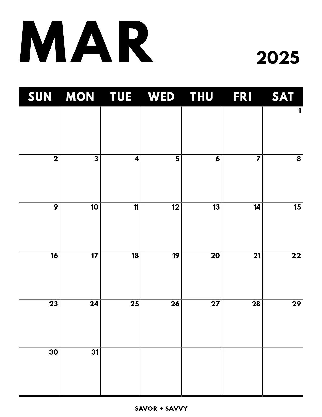 March 2025 Calendar Templates 14 Free Printables Savor Savvy March 2025 Calendar Templates 14 Free Printables Savor Savvy