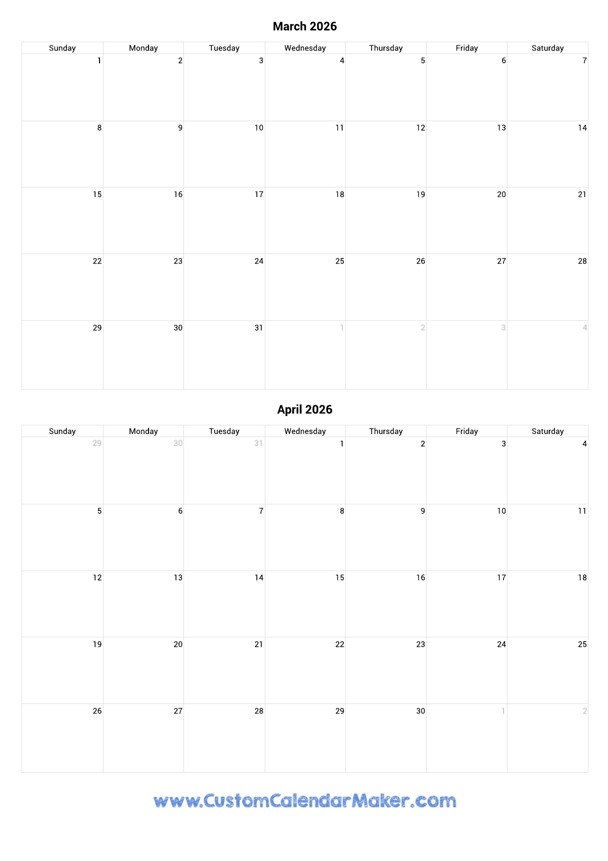 March April May 2026 Calendar Printable March April May 2026 Calendar Printable