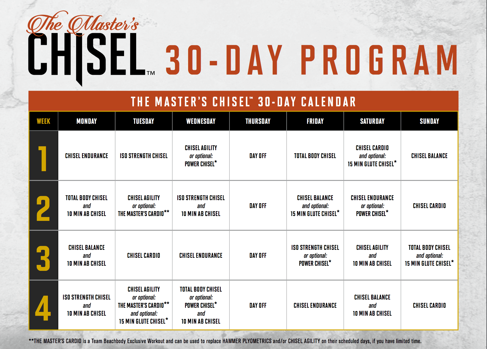 Master s Chisel Calendar Schedule And Meal Plan Printables 