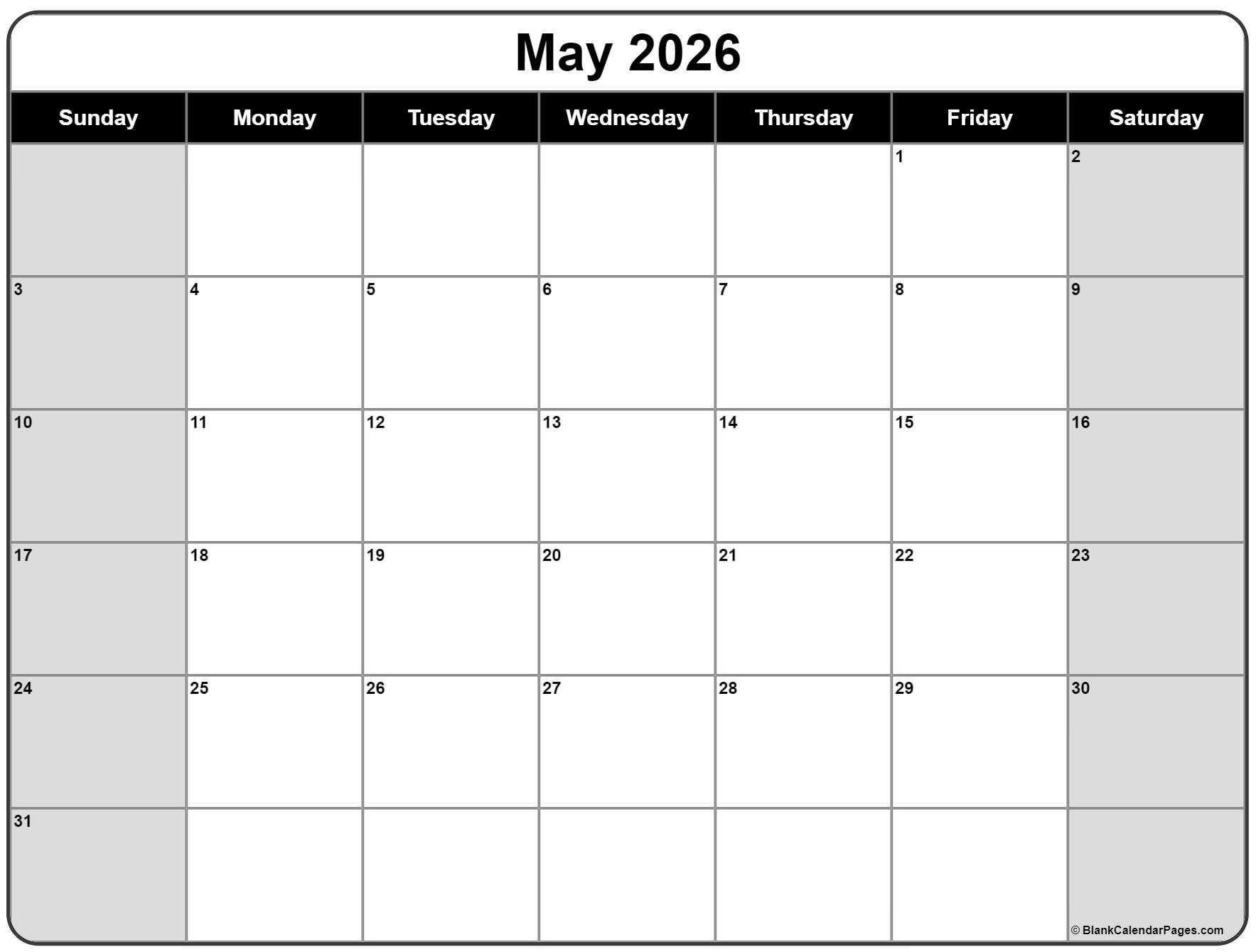2026 And 2026 Blank Calendar Printable Free