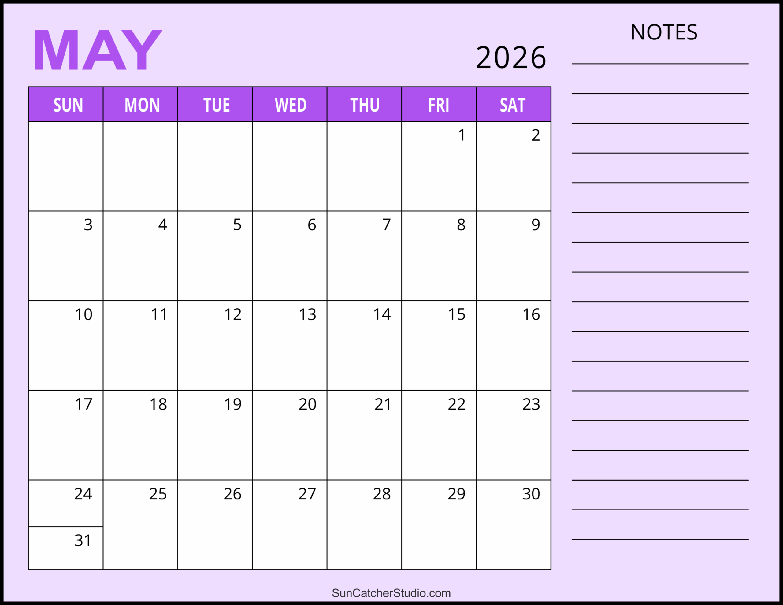 May 2026 Calendar Free Printable Free Printables Monograms Design Tools Patterns DIY Projects