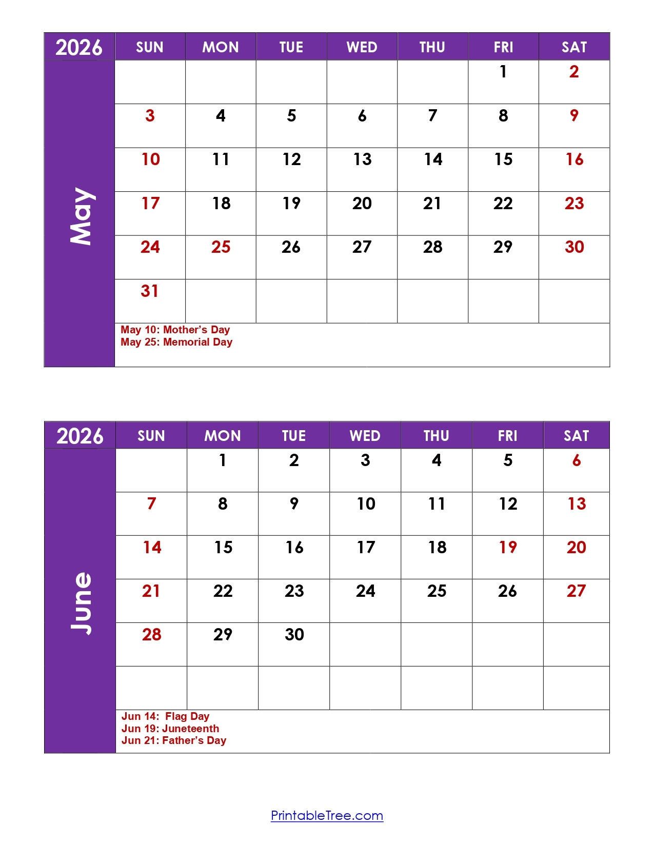 May 2026 Printable Calendar With Holidays