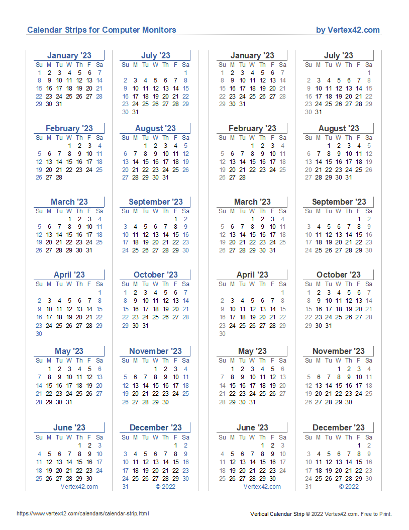 Monitor Calendar Strip Template Monitor Calendar Strip Template