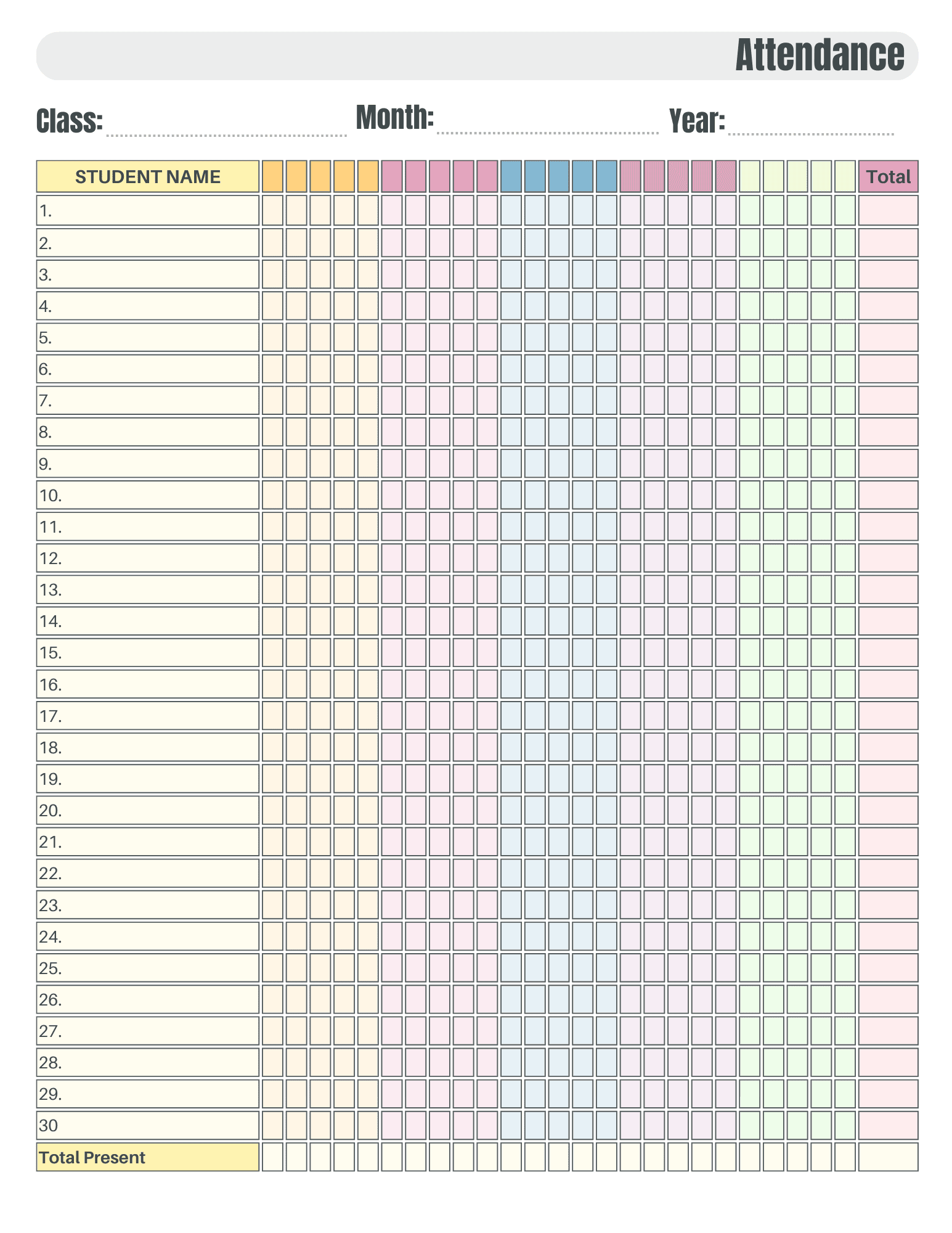 2025 Attendance Calendar Printable Free Pdf 2025 Attendance Calendar Printable Free Pdf
