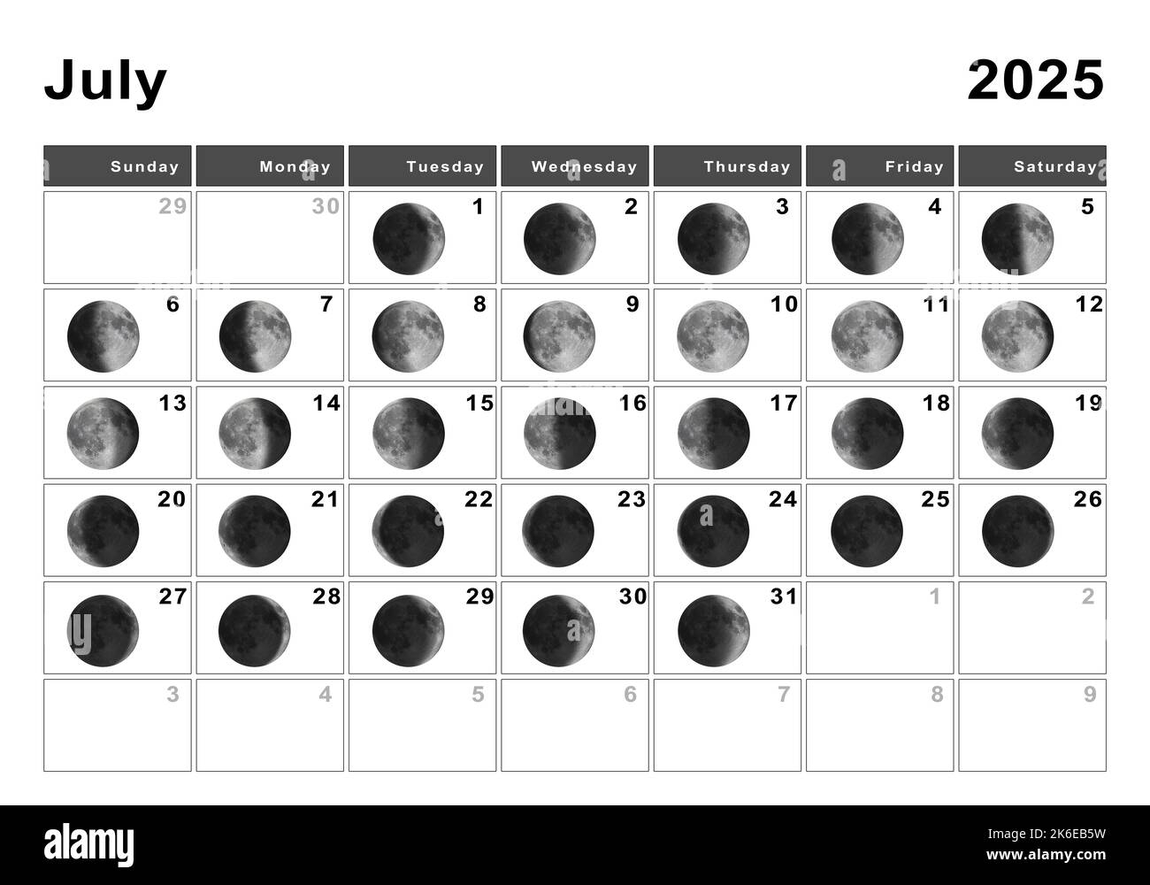 Moon Calendar 2025 Cut Out Stock Images Pictures Alamy
