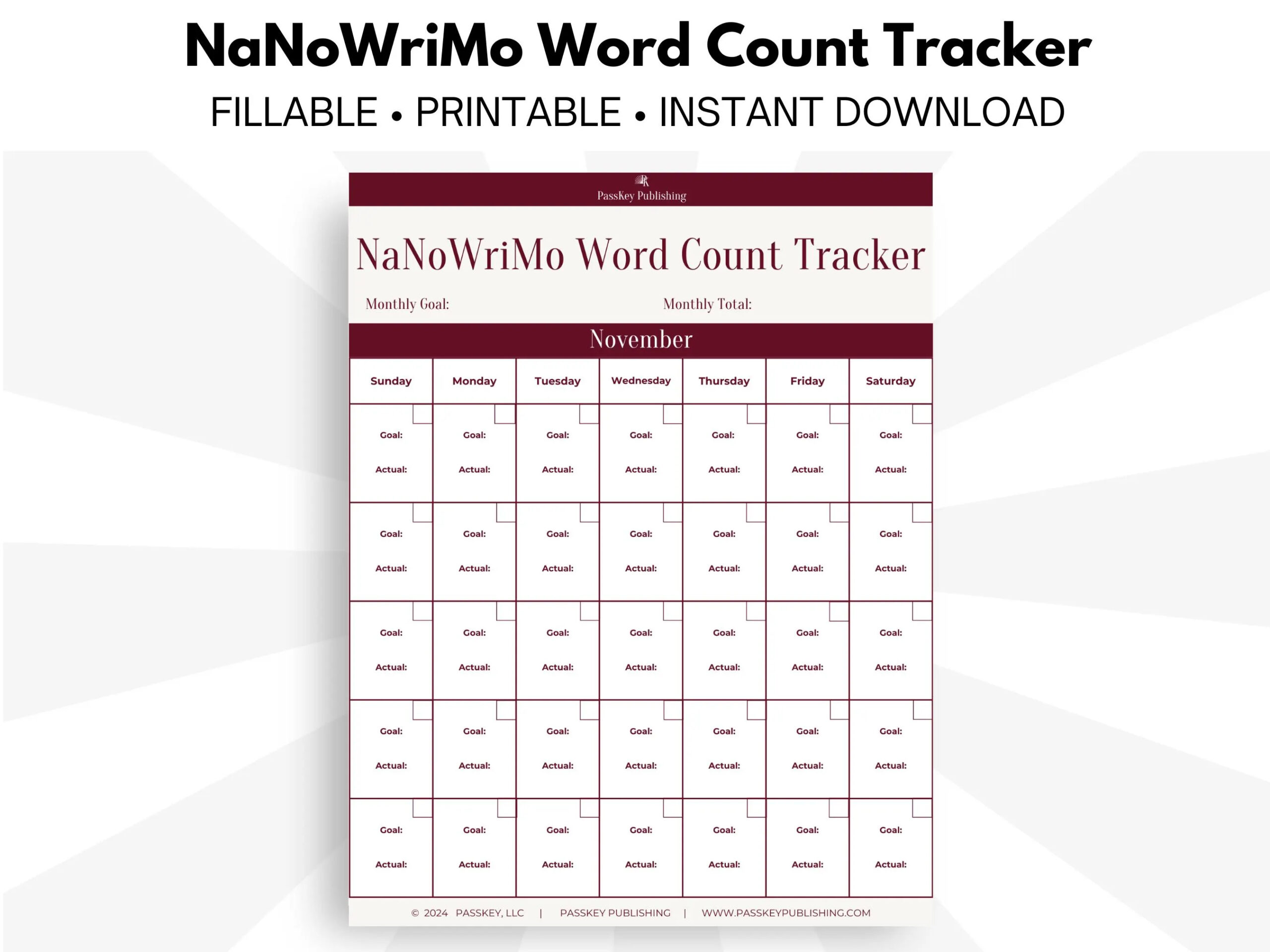 Nanowrimo Word Count Tracker undated Etsy