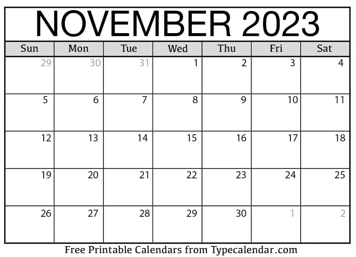 November 2023 Calendars Apache OpenOffice Templates