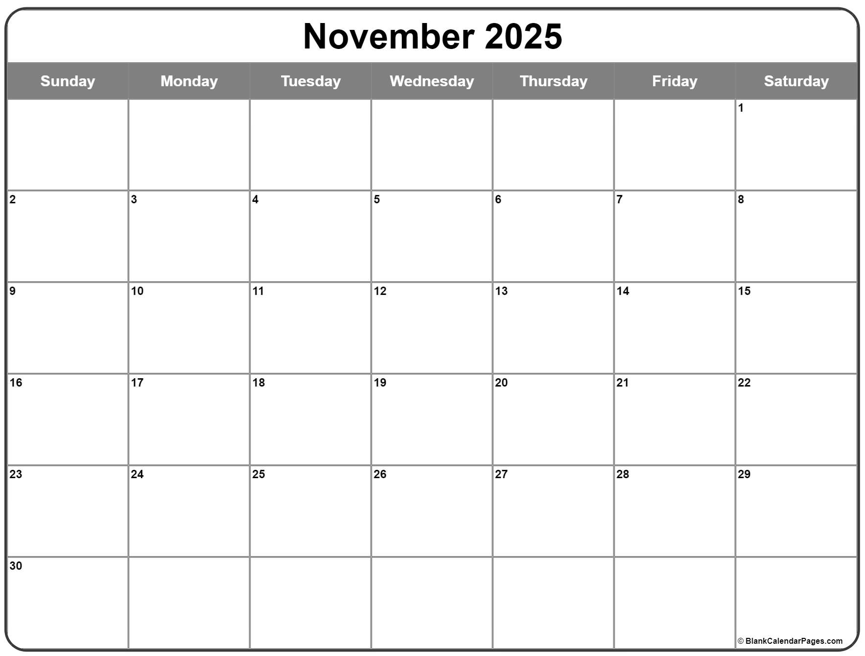 November 2025 Calendar Free Printable Calendars November 2025 Calendar Free Printable Calendars