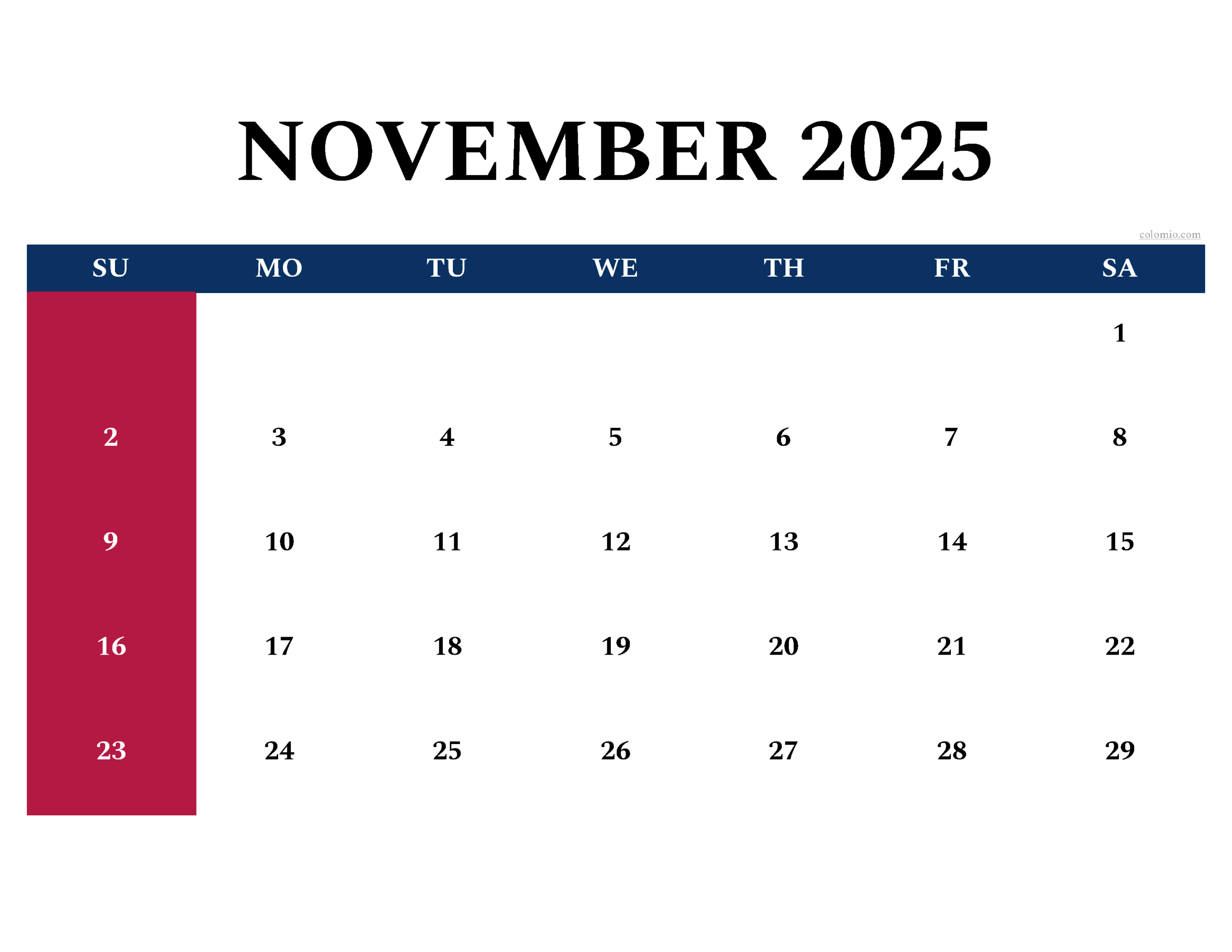 November 2025 Calendar Free Printable PDF XLS And PNG November 2025 Calendar Free Printable PDF XLS And PNG