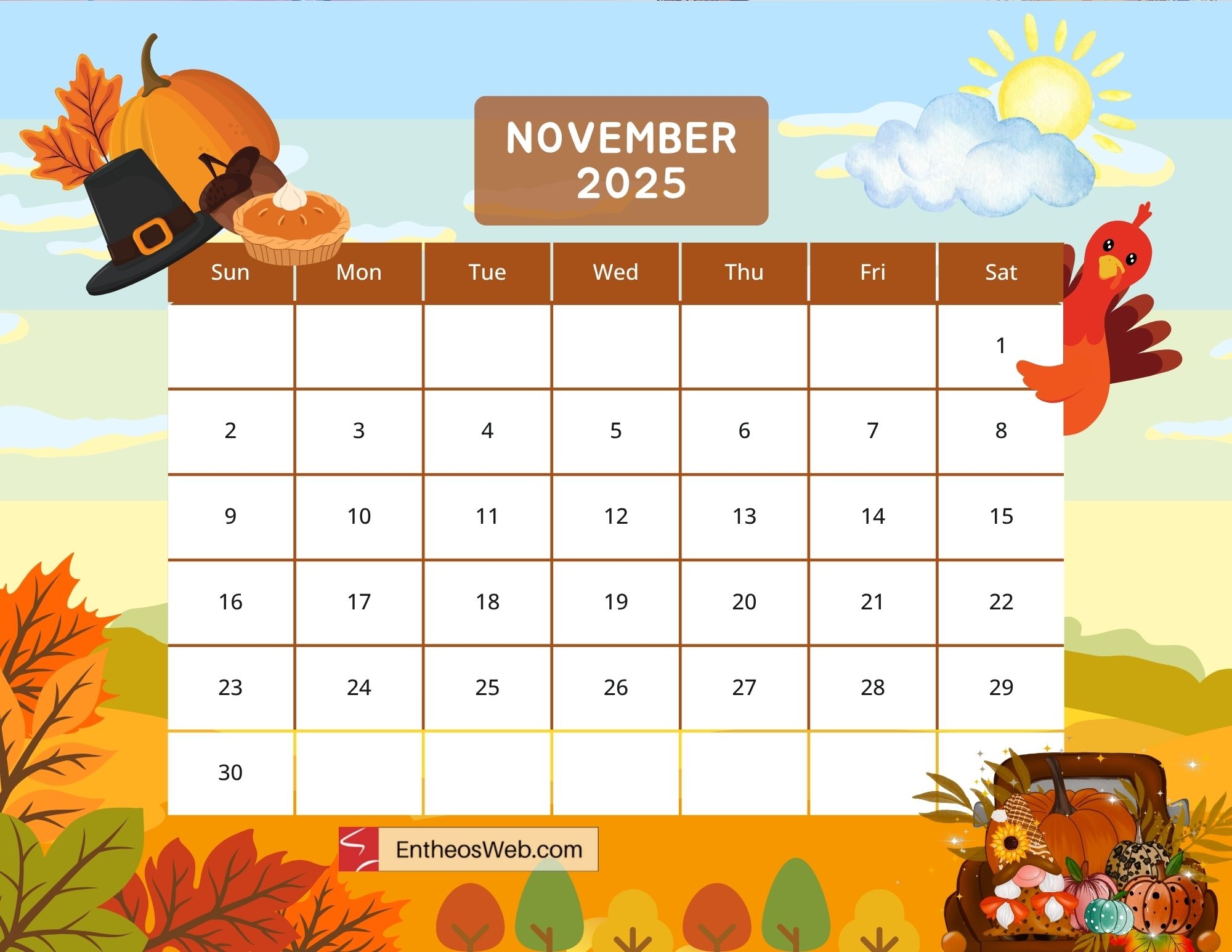 Printable November 2025 Calendar Free Printable November 2025 Calendar Free