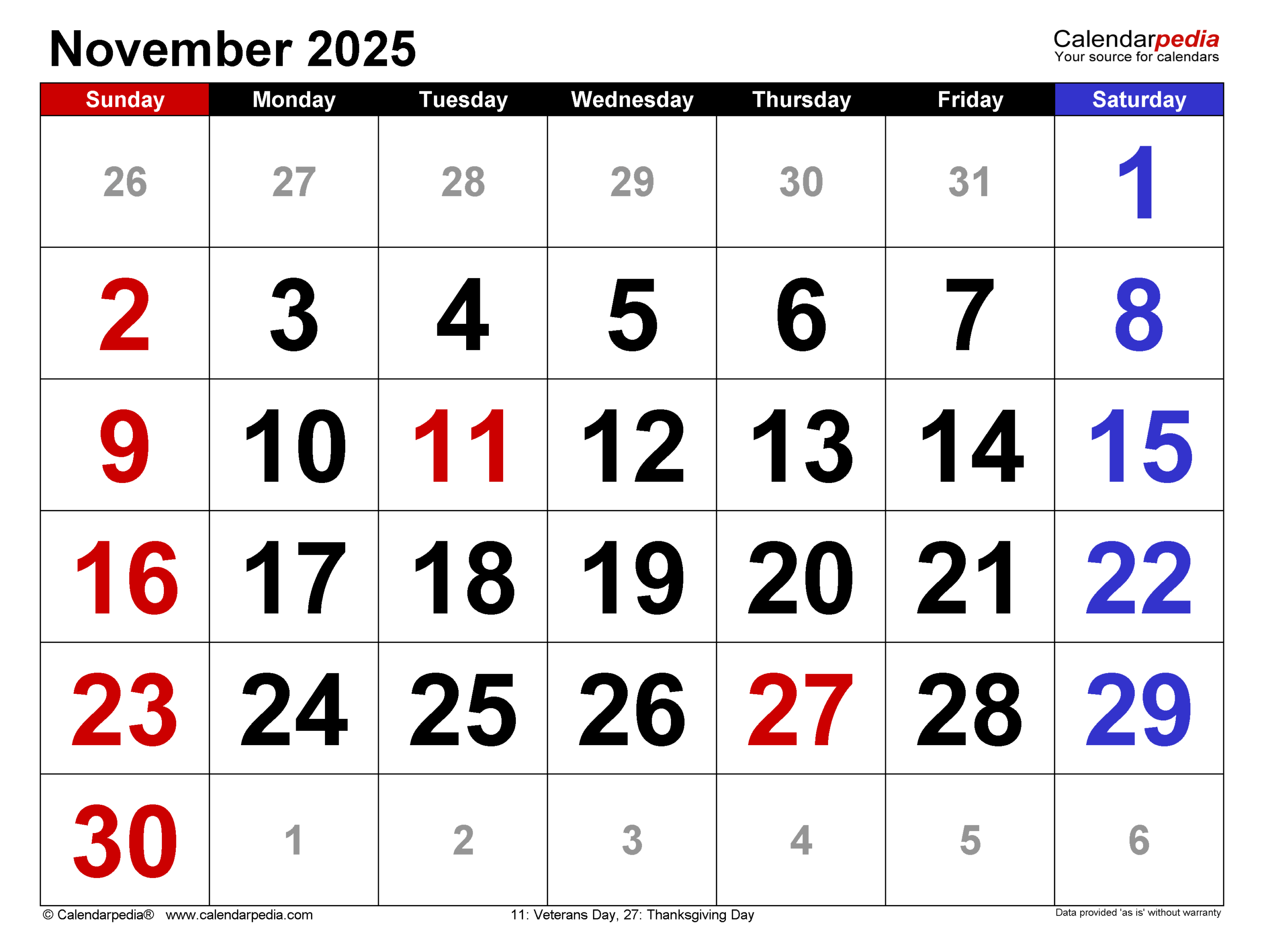 November 2025 Calendar Templates For PDF Excel And Word November 2025 Calendar Templates For PDF Excel And Word