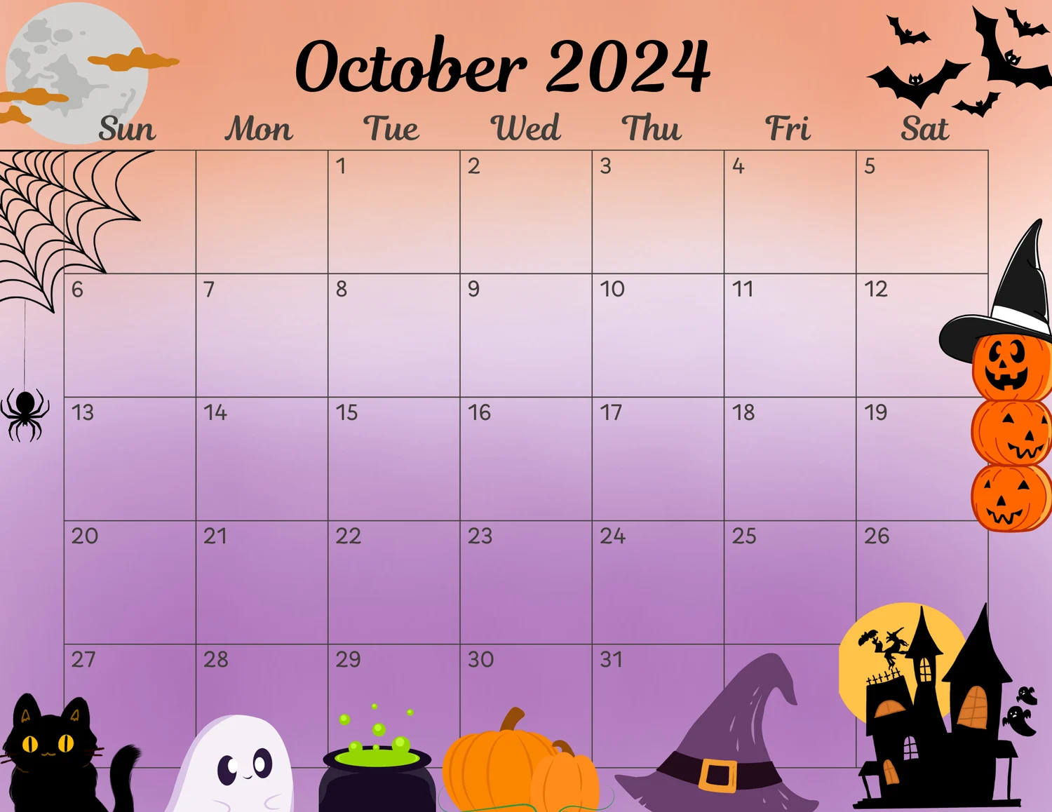 2025 Calendar Printable October