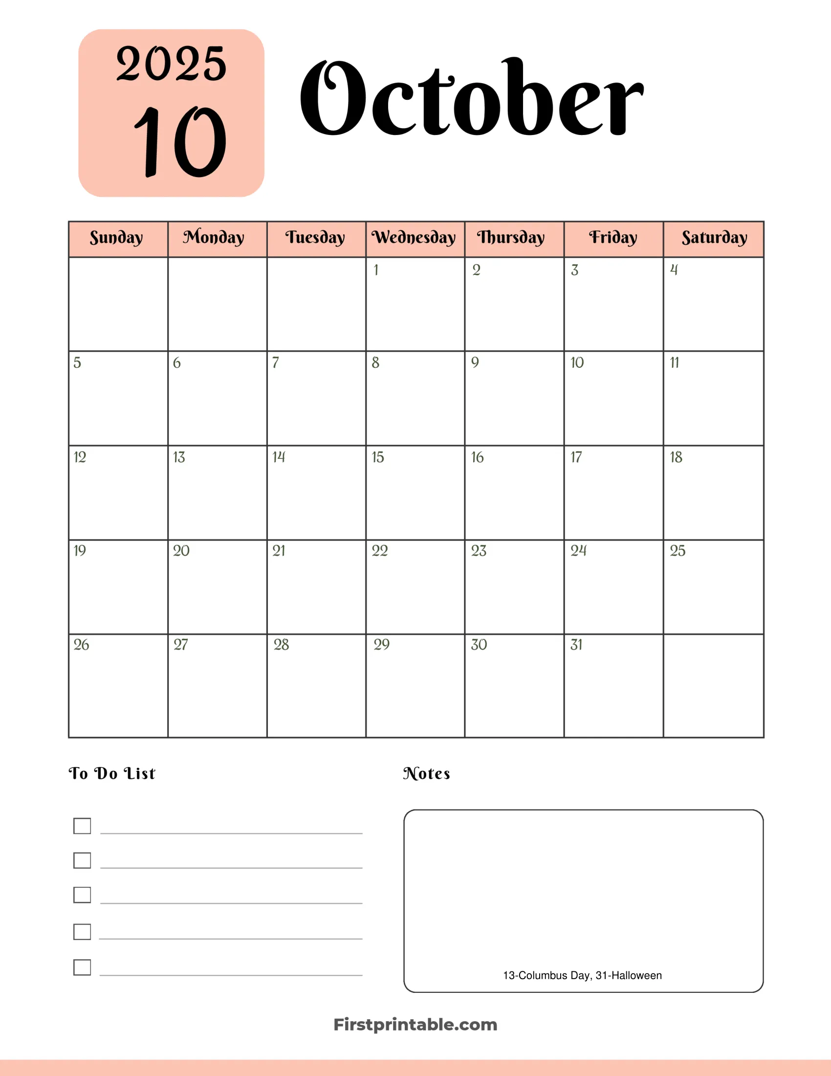 Printable Calendar October Through December 2025