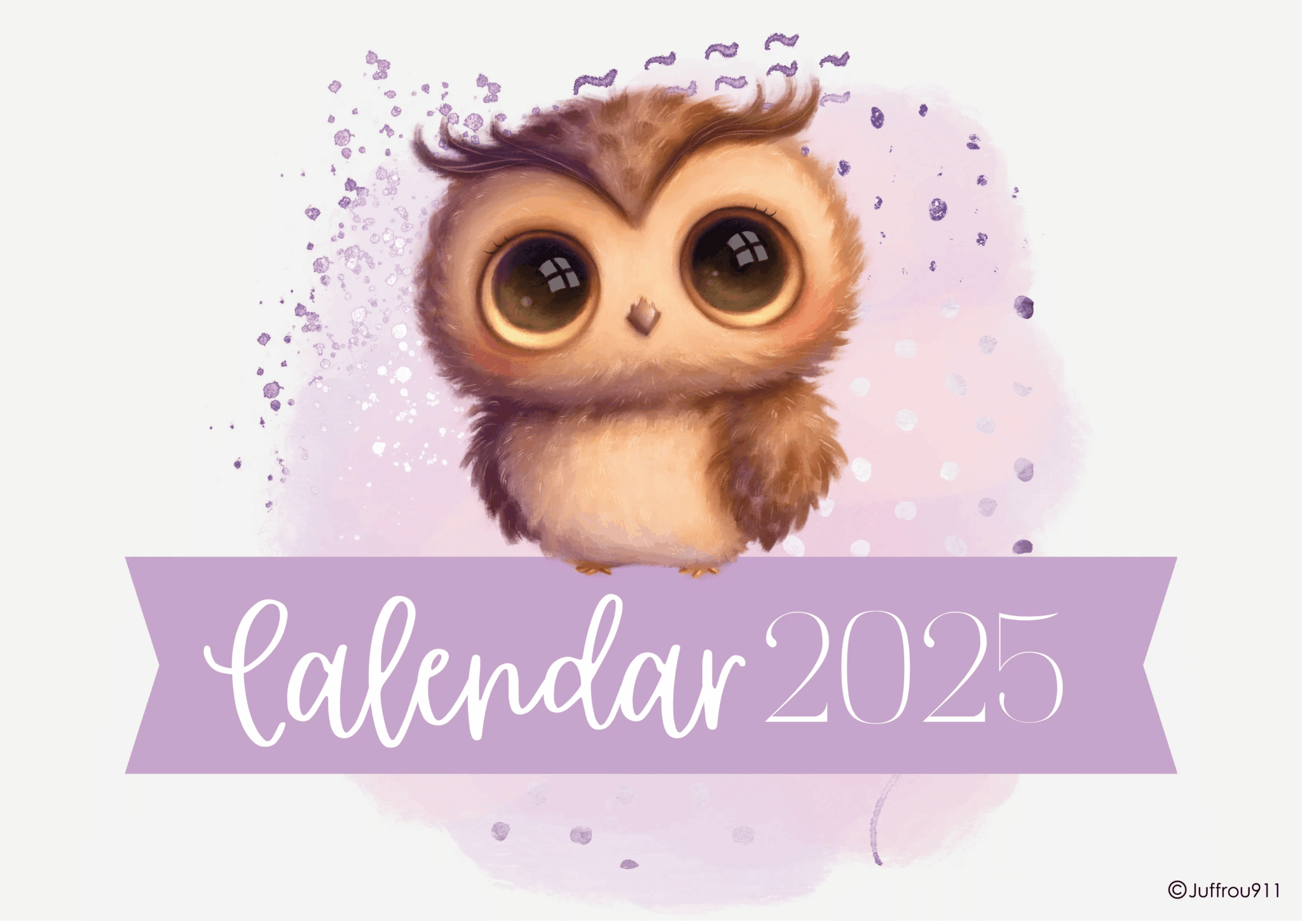 Owl Desk Calendar A3 2025 Juffrou 911