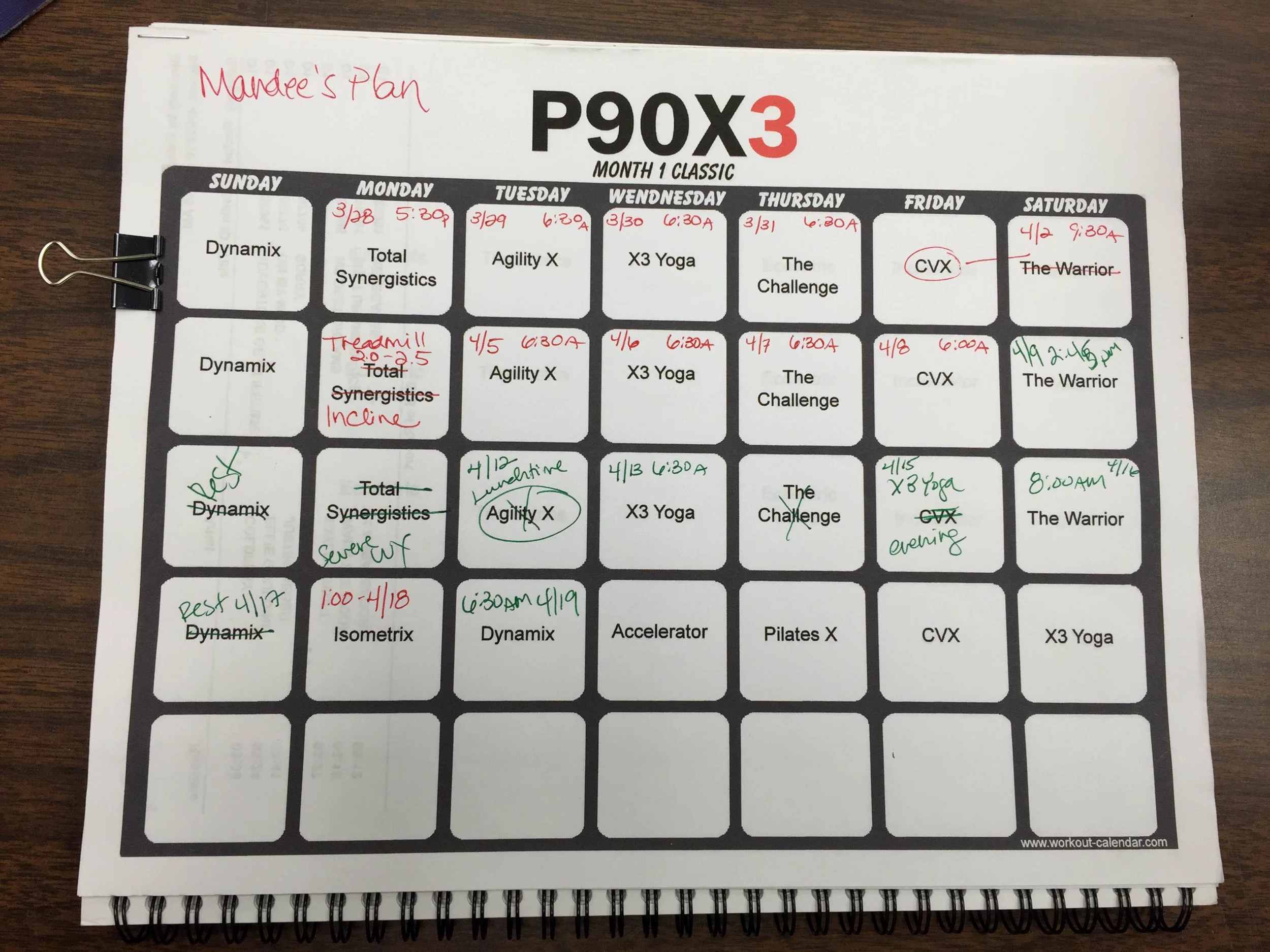 P90X3 Workout Schedule Lean Mass Classic Doubles PDFs Worksheets Library
