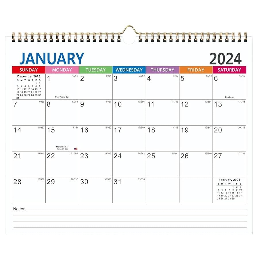 Porceosy Large Writing Space Calendar Yearly Planner With Extra Months English 2024 2025 Wall Time Management Monthly For Home Office A Amazon co uk Stationery Office Supplies