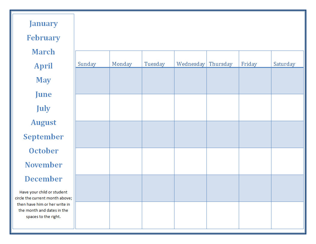 Free Printable Monthly Calendar Preschool Free Printable Monthly Calendar Preschool