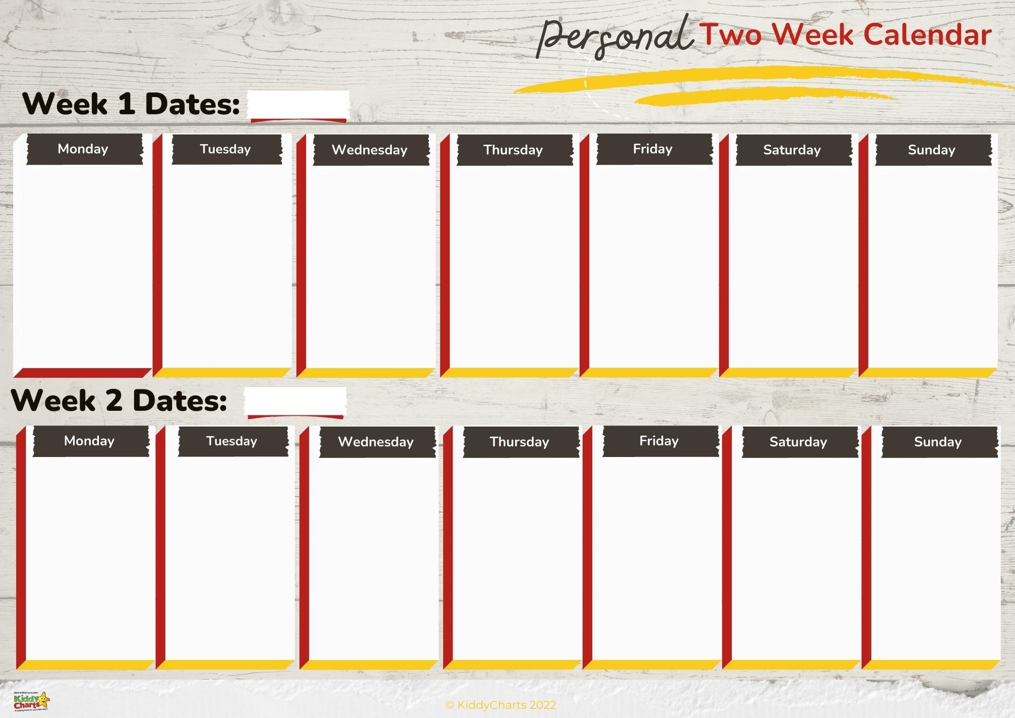 Printable 2 Week Calendar Template To Organise Your Life