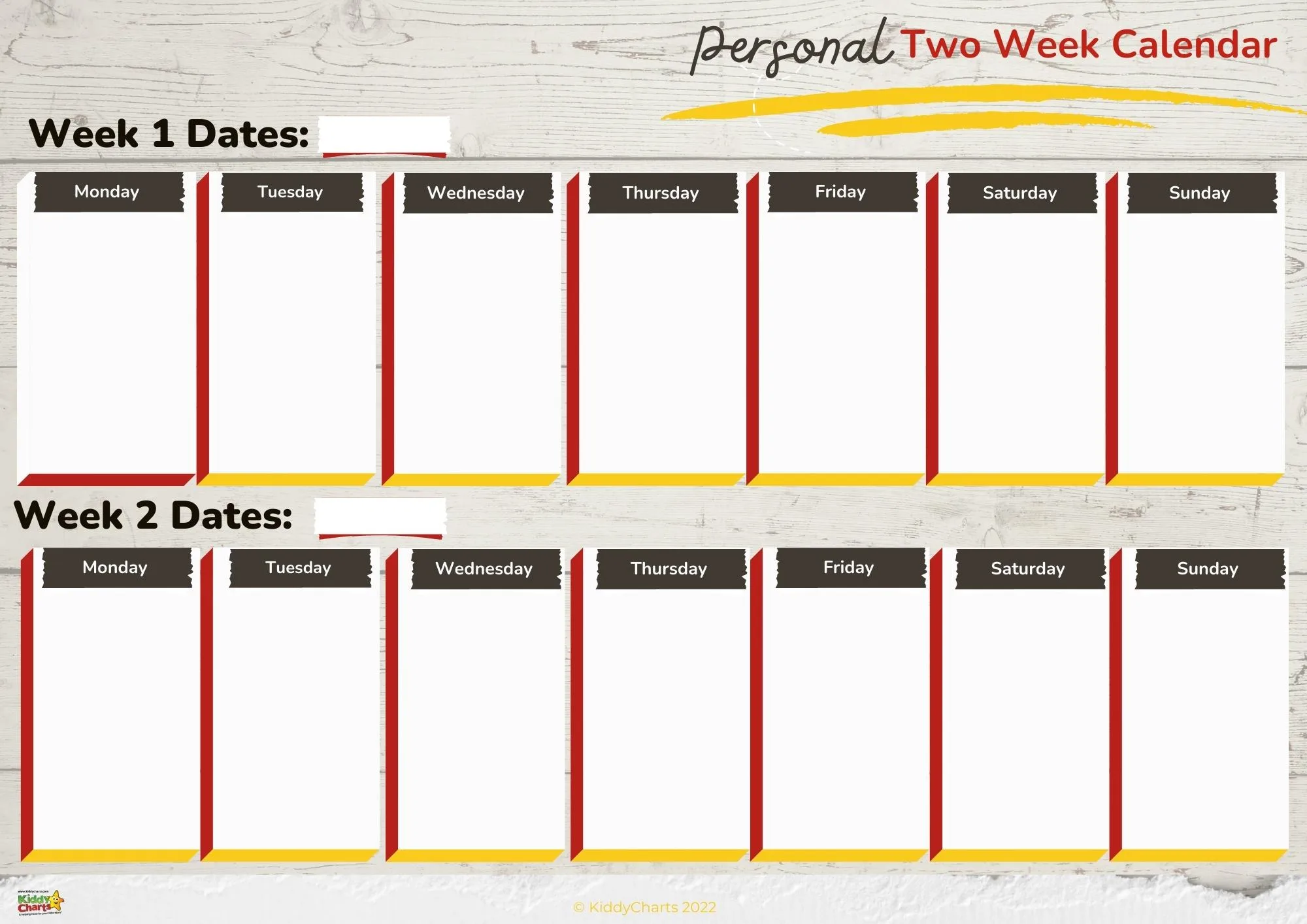 Printable 2 Week Calendar Template To Organise Your Life
