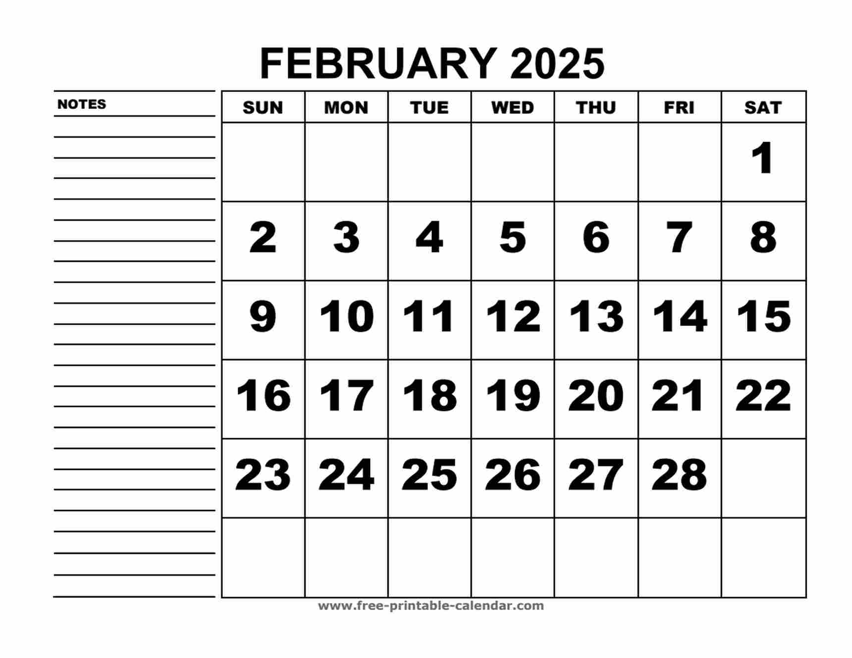 2025 Printable Calendars In Large Print
