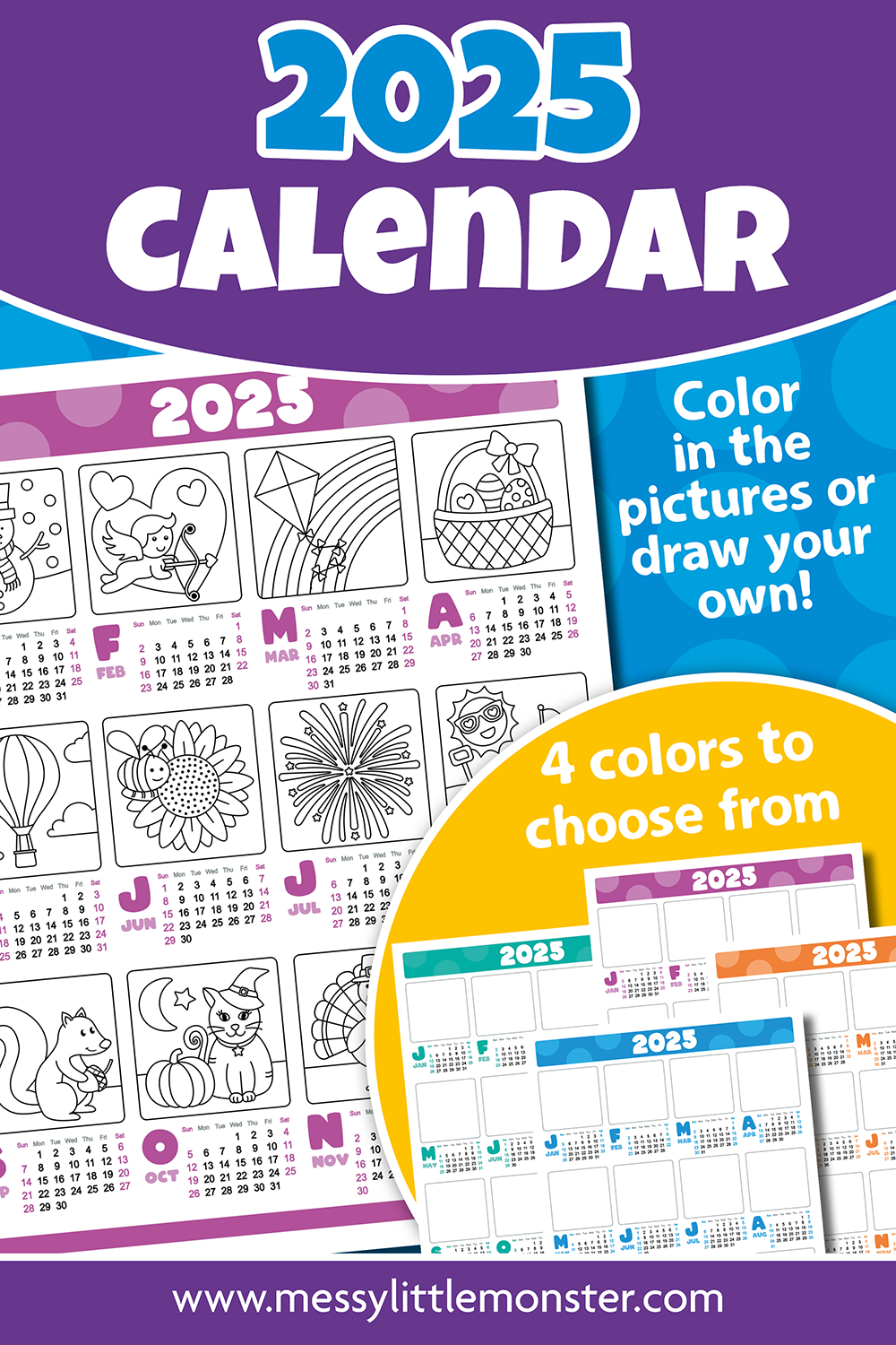 Printable Calendar Kids 2025 Printable Calendar Kids 2025