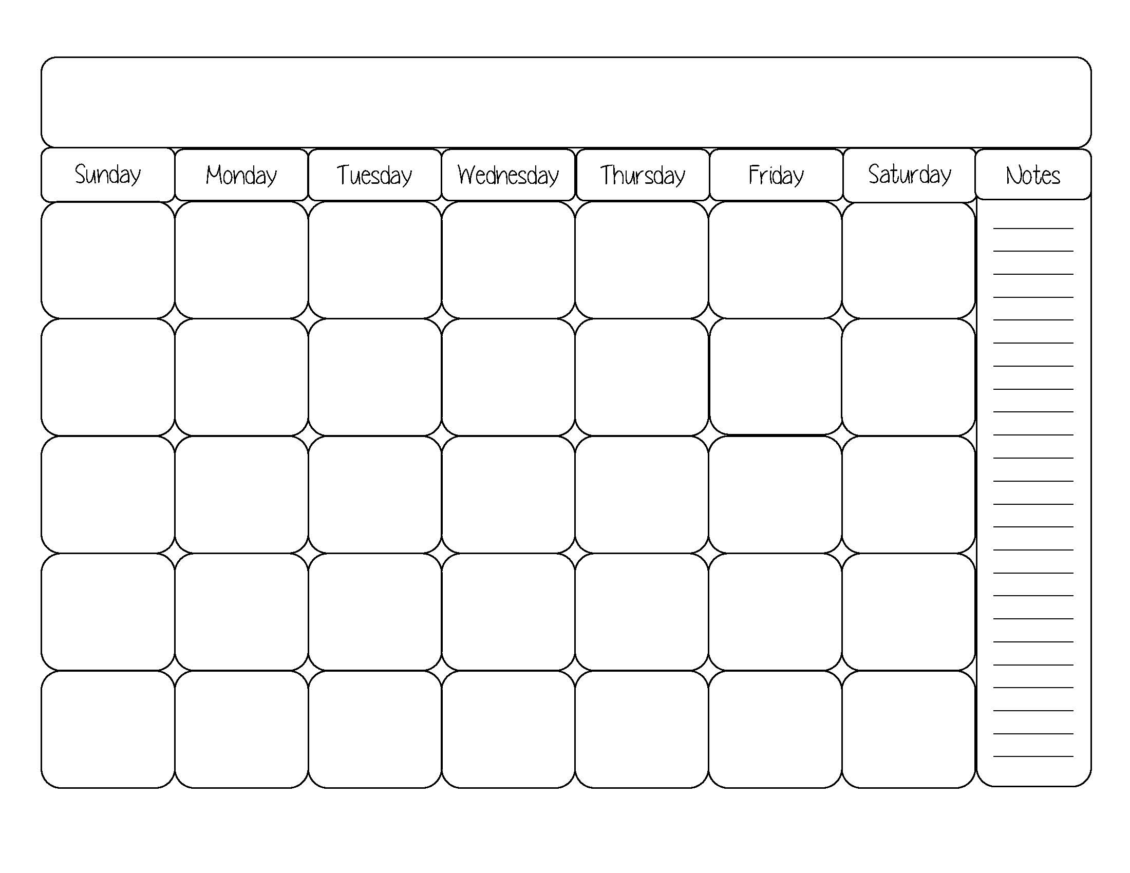 Printable Calendar Template Black And White Simply Sweet Days