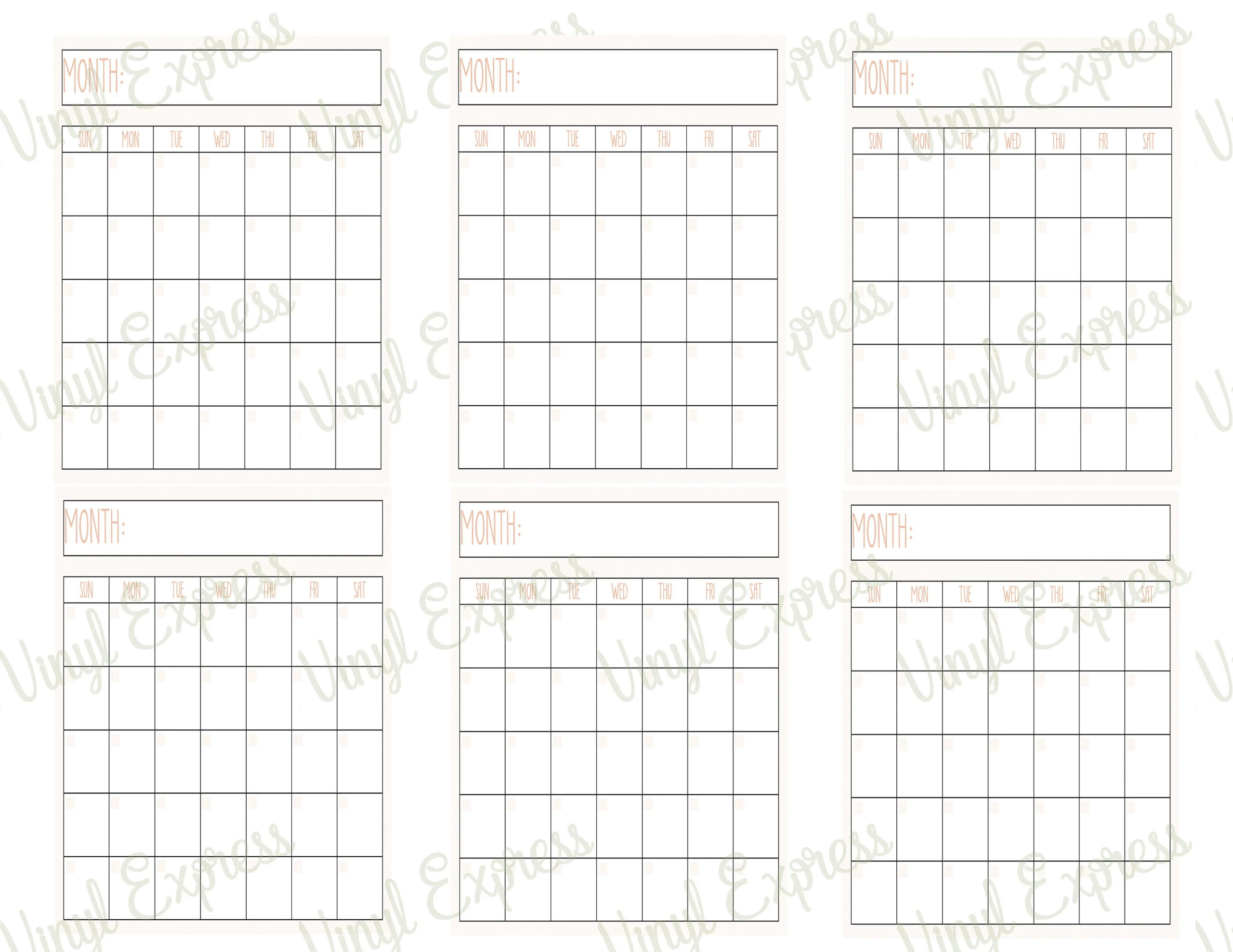 Printable Digital Download Perpetual Blank Calendar 6 Up Per Page Letter Size Sheet Rae Dunn Inspired Instant Download PNG And PDF Etsy