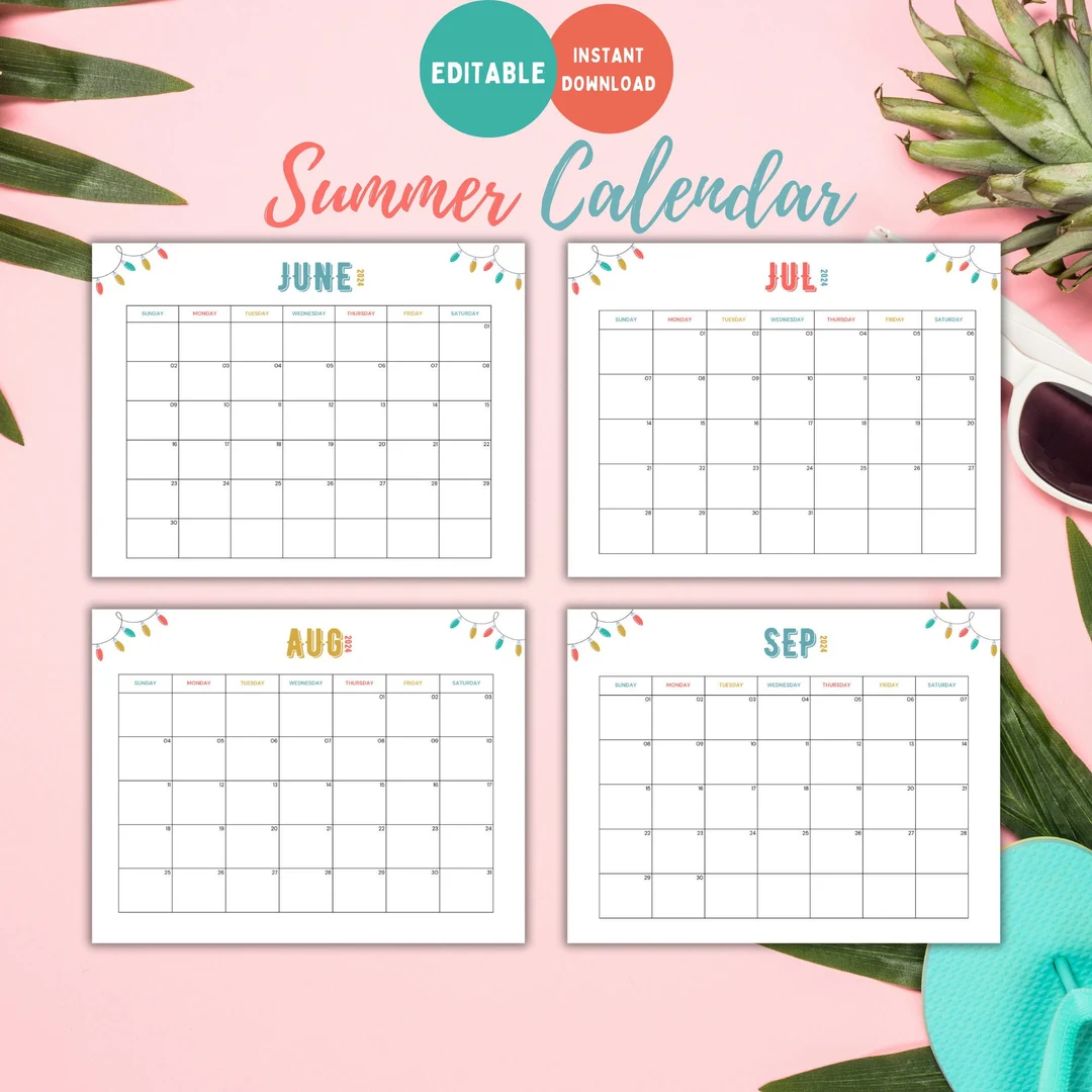 Calendar Printable Template For Summer