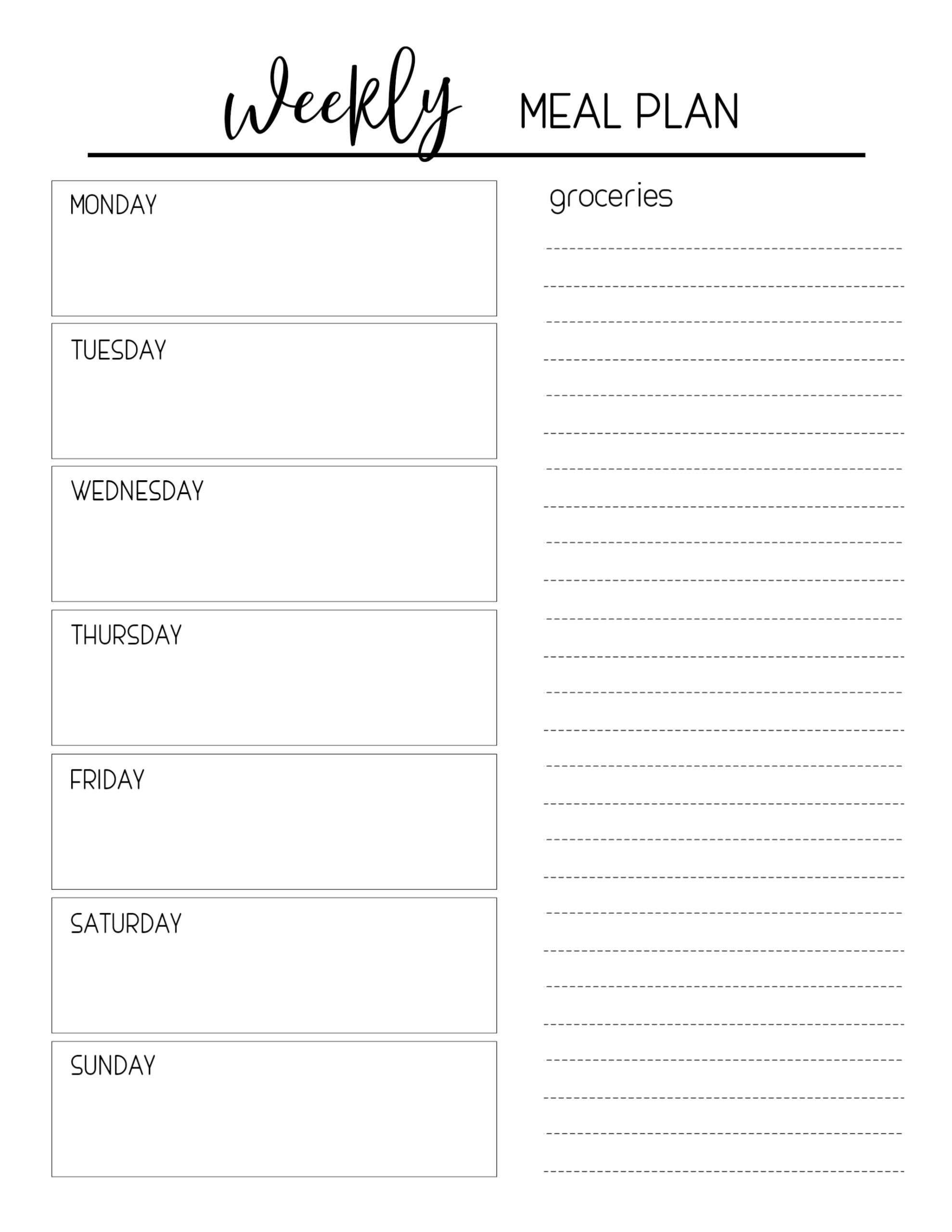 Free Printable Meal Prep Calendar