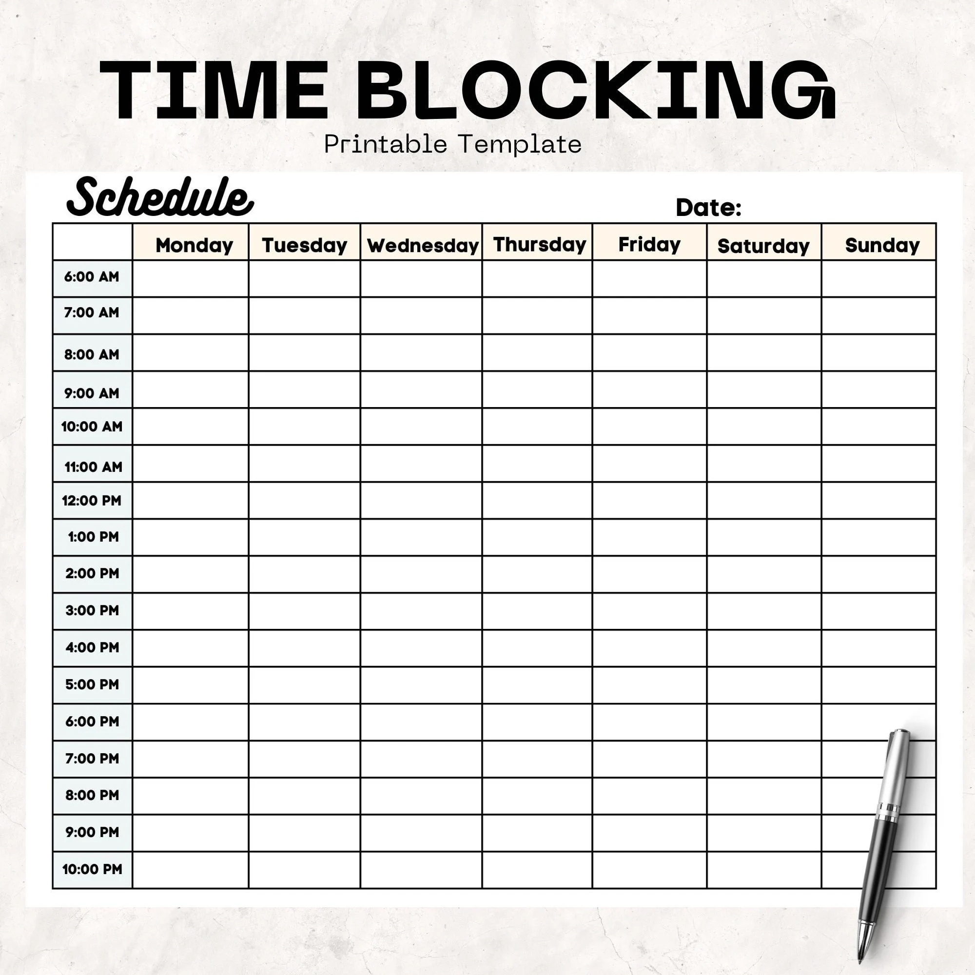Printable Time Blocking time Blocking Planner Daily Planner instant Download Time Management daily Schedule Etsy