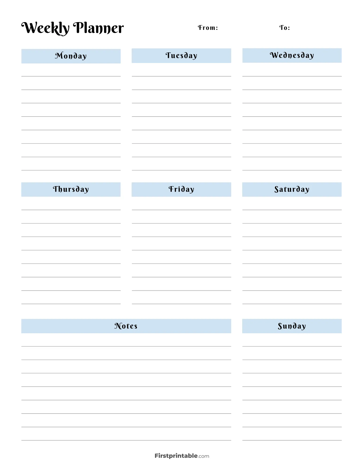 printable weekly calendar planner free templates