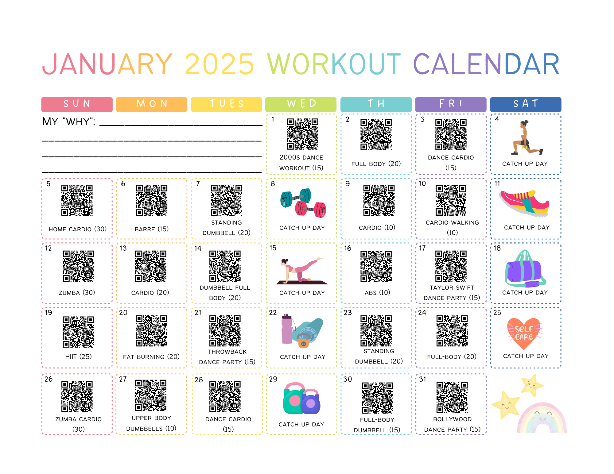 Printable Workout Calendar For Beginners The Organized Mom Life