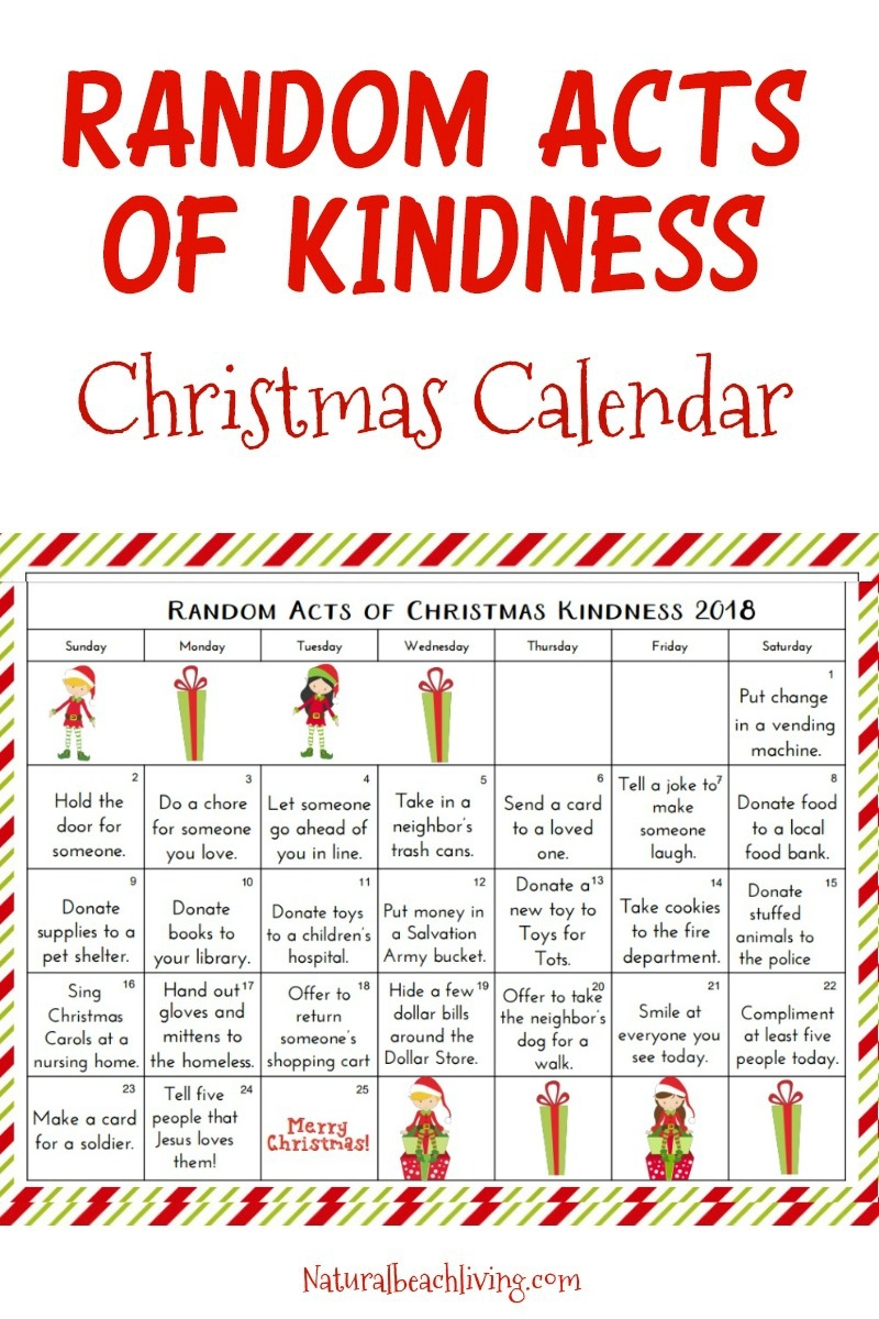 Random Acts Of Kindness Christmas Calendar Kindness Advent Calendar Natural Beach Living