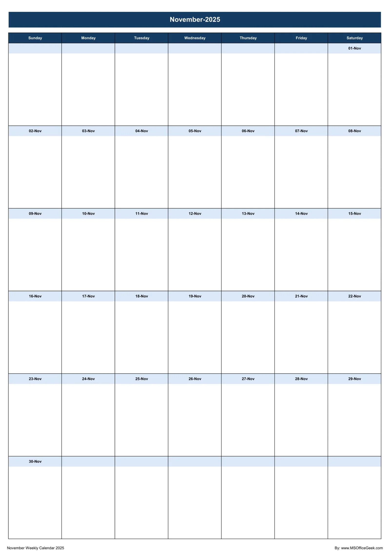 Ready To Use Printable Weekly Calendar 2025 MSOfficeGeek