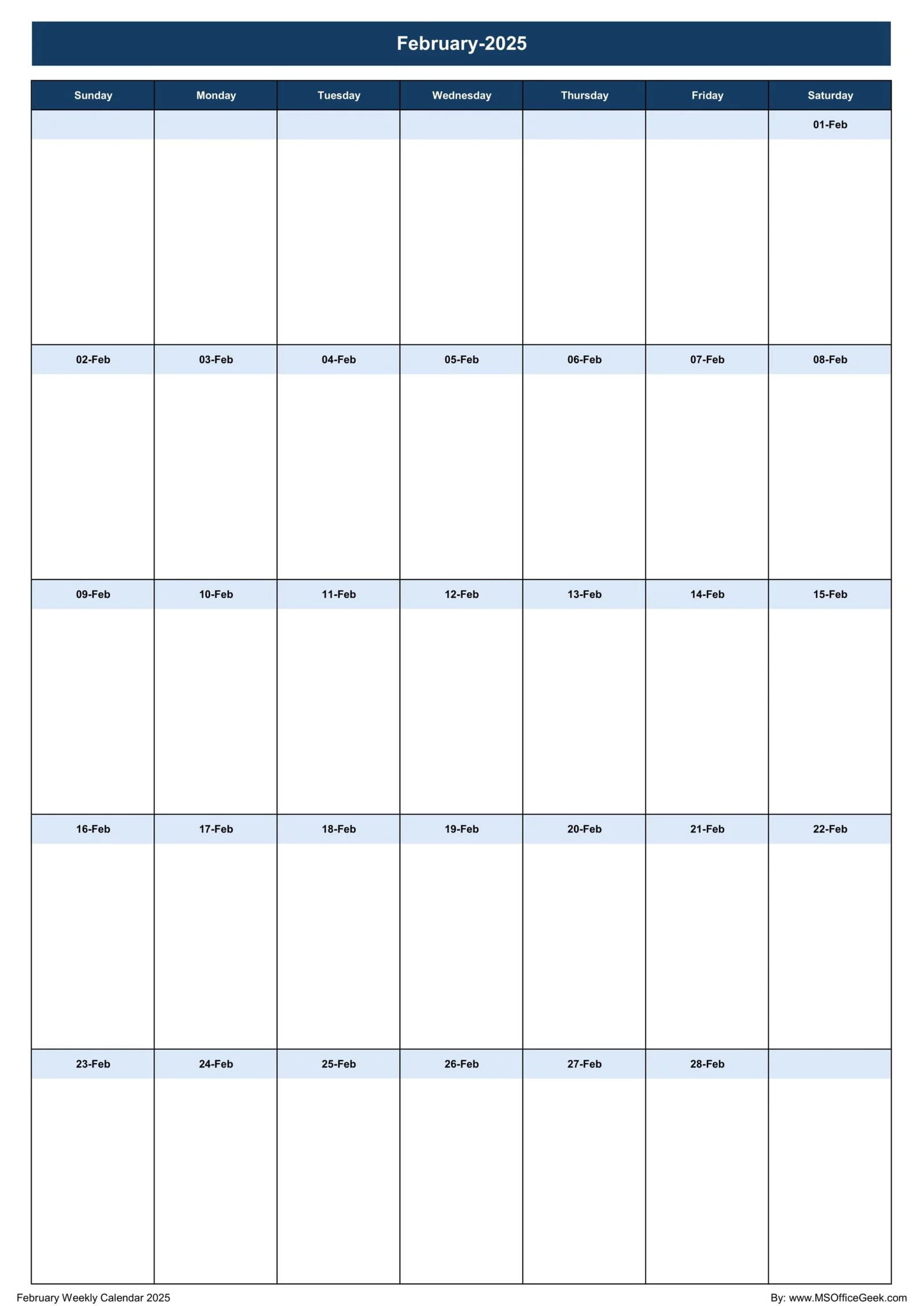 Ready To Use Printable Weekly Calendar 2025 MSOfficeGeek