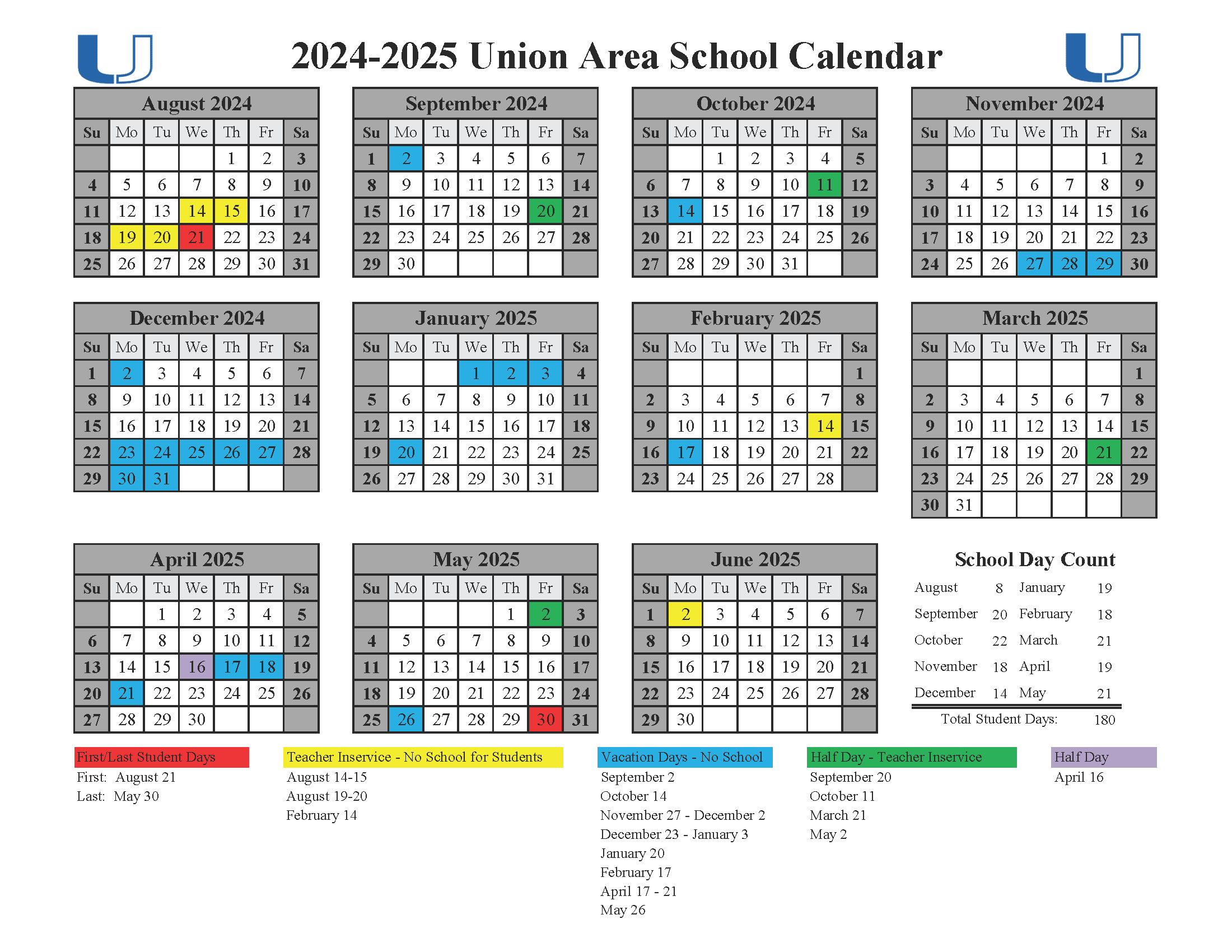 School Calendar 2024 2025 Union Area School District