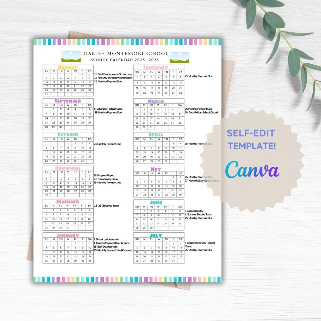 School Calendar 2025 2026 Perfect For Preschool Daycare Or Childcare Center EDITABLE Etsy School Calendar 2025 2026 Perfect For Preschool Daycare Or Childcare Center EDITABLE Etsy
